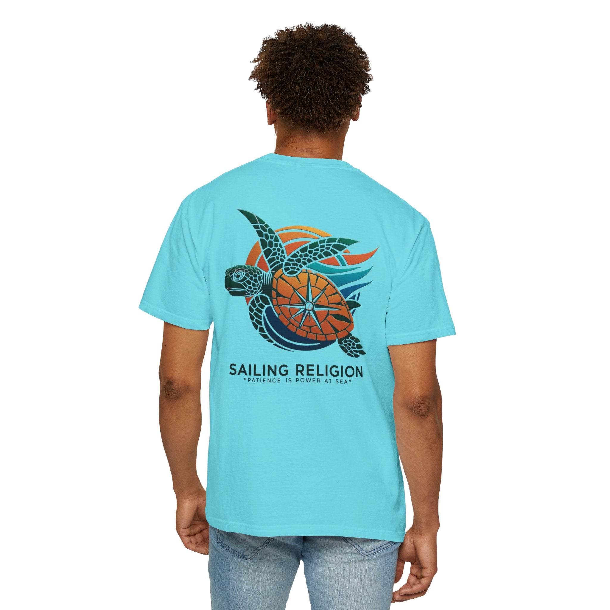Sailing Religion Turtle DesignUnisex Garment-Dyed T-Shirt -