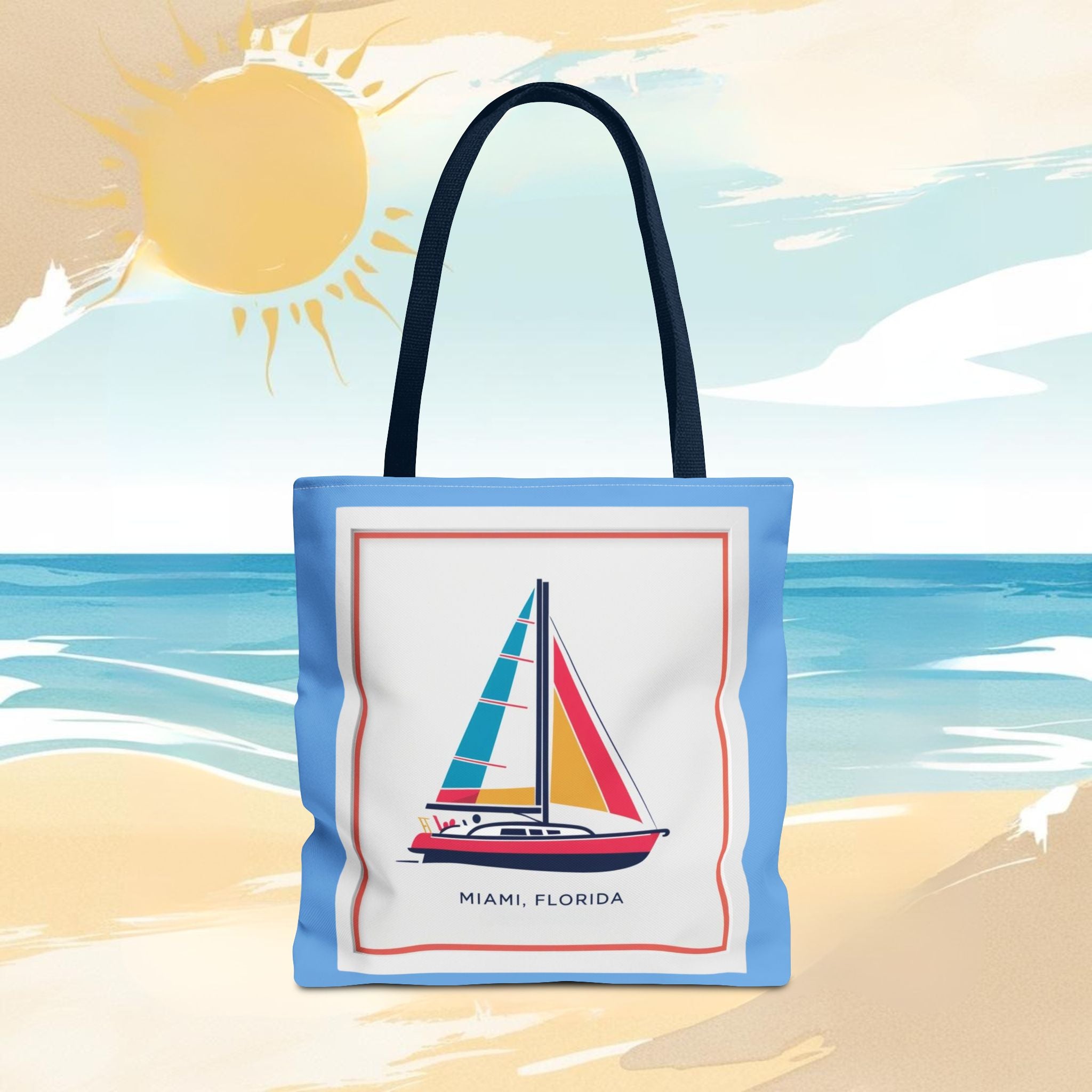 Miami Florida Sailing Tote Bag - Nautical Design for Beach Lovers