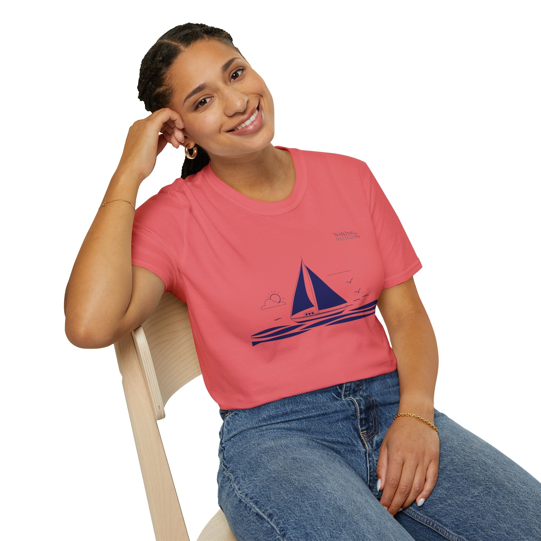 Sailing Religion single line design collection Unisex Softstyle T-Shirt