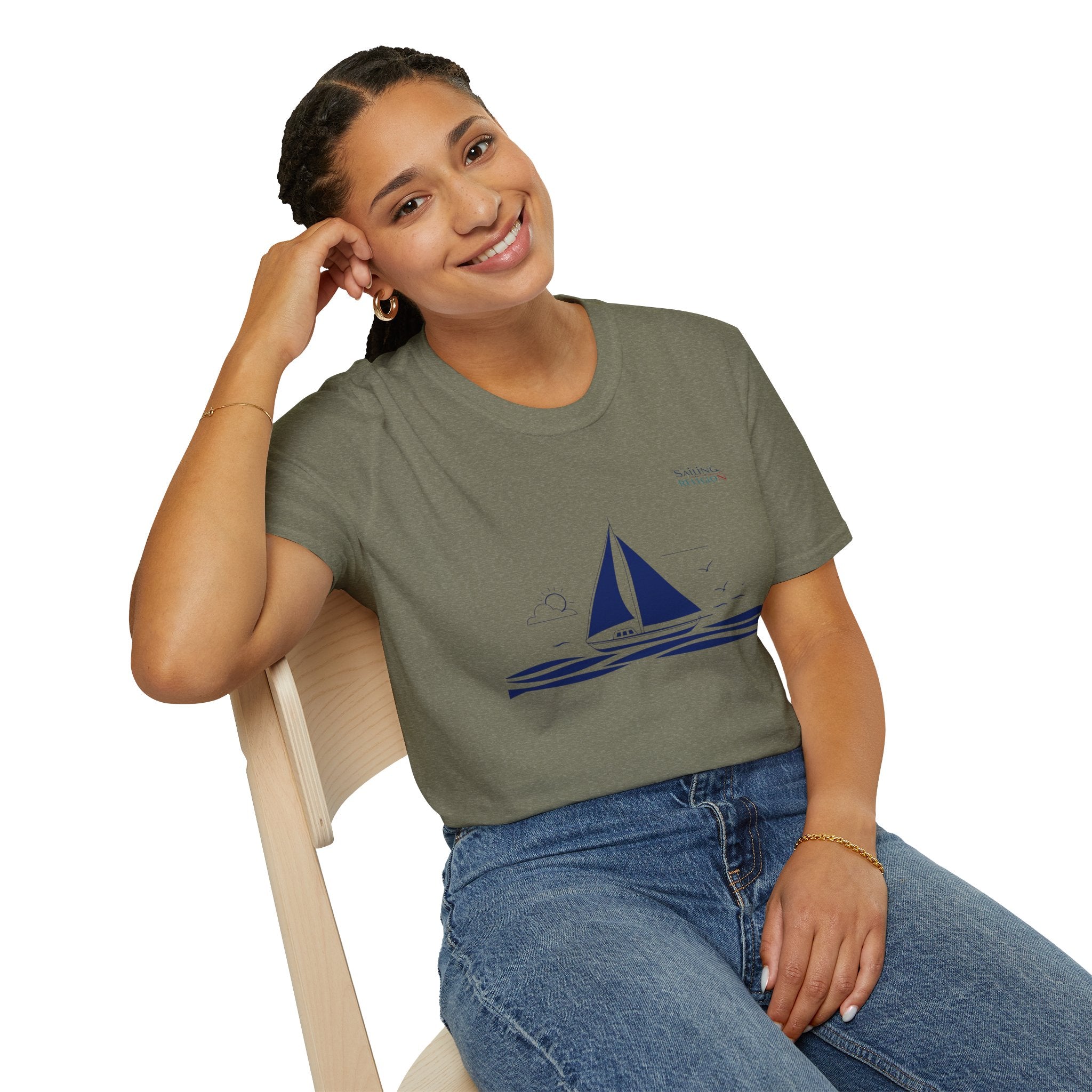 Sailing Religion single line design collection Unisex Softstyle T-Shirt