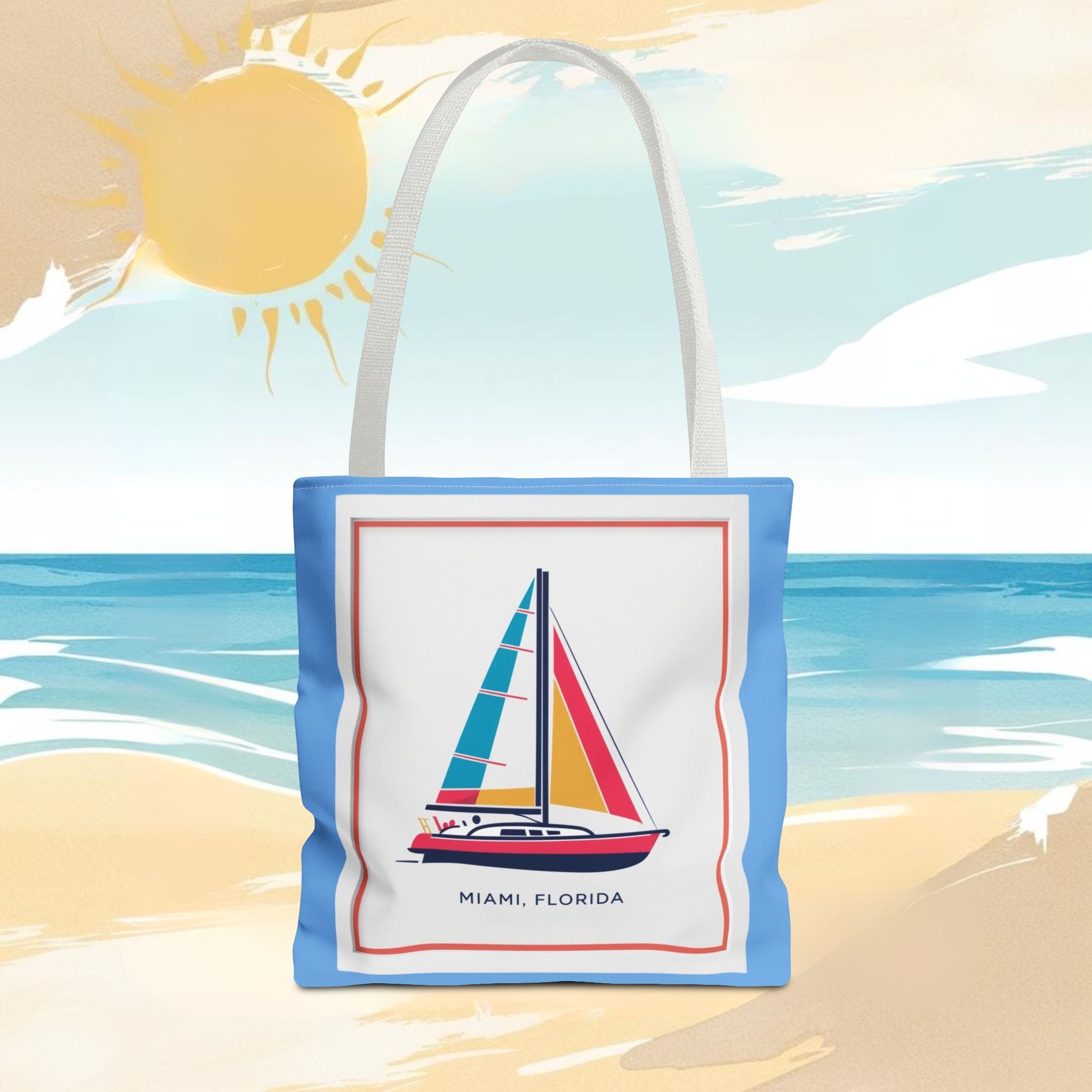 Miami Florida Sailing Tote Bag - Nautical Design for Beach Lovers