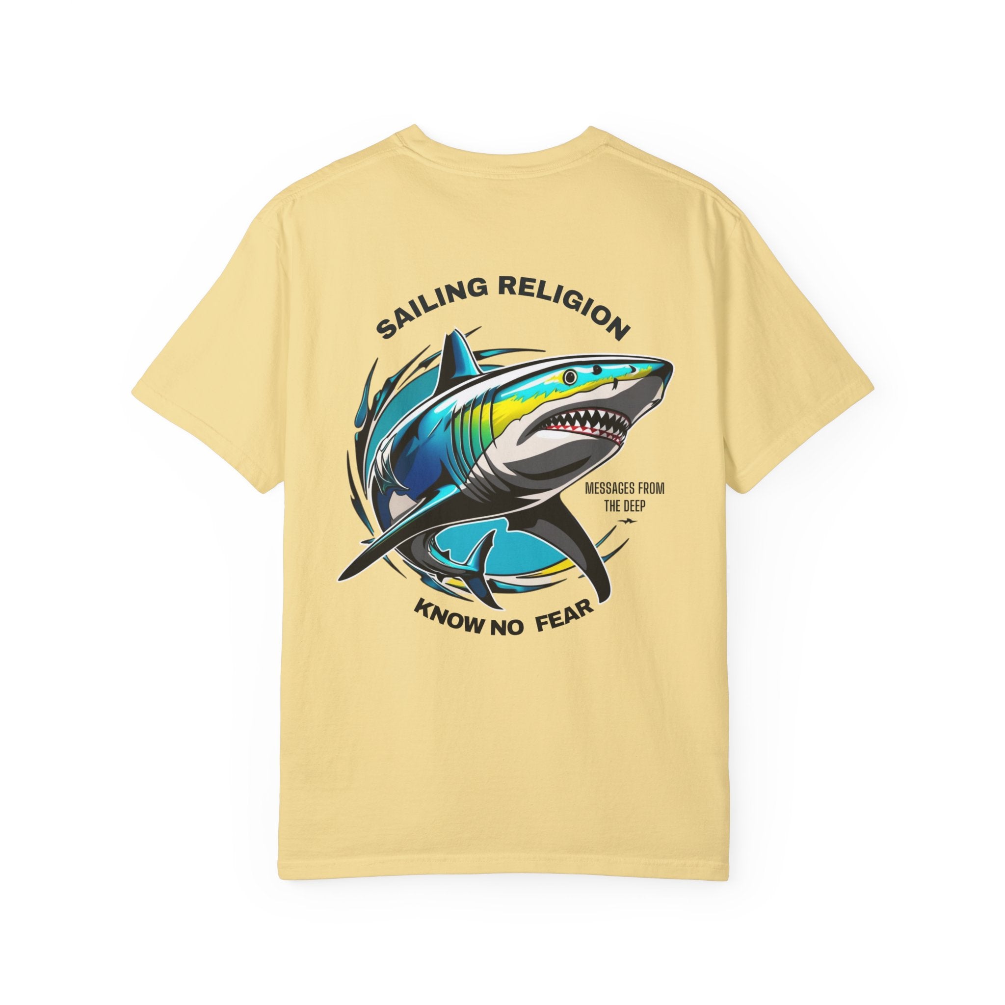 Sailing Religion Shark Graphic Unisex Garment-Dyed T-Shirt -