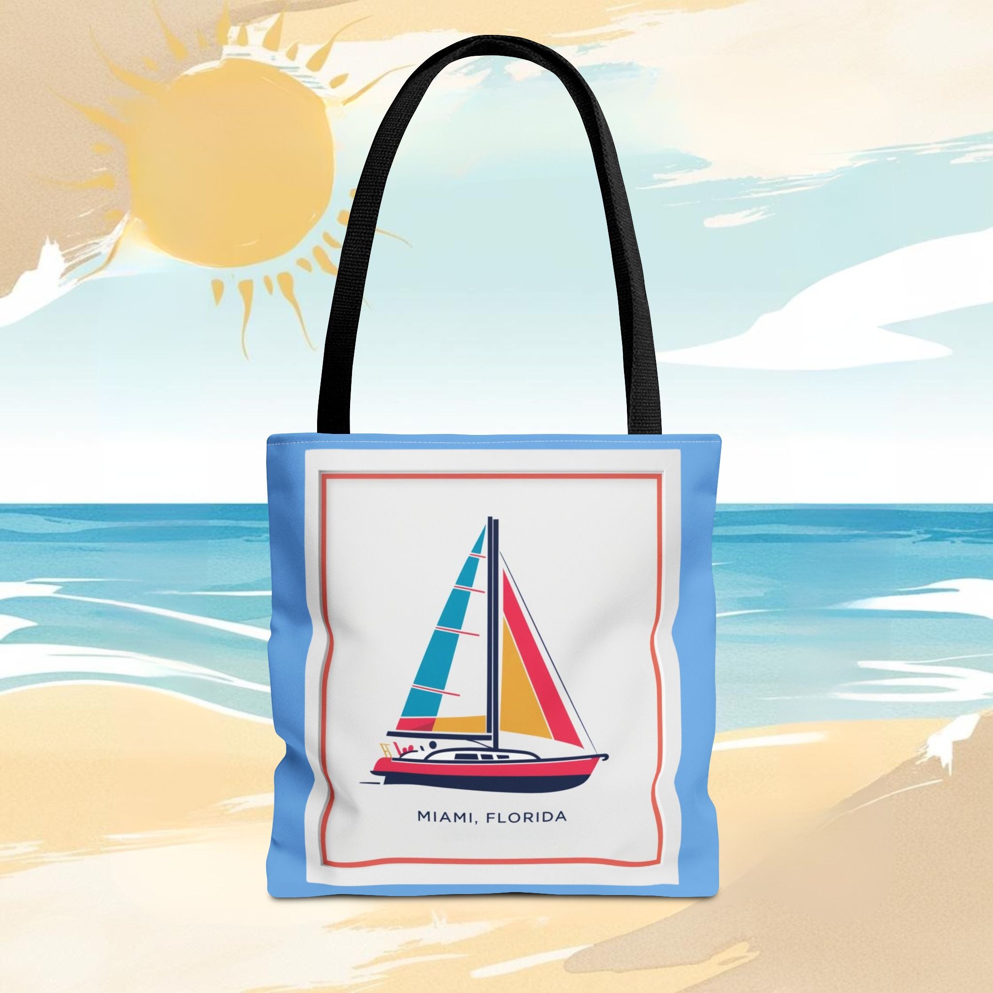 Miami Florida Sailing Tote Bag - Nautical Design for Beach Lovers