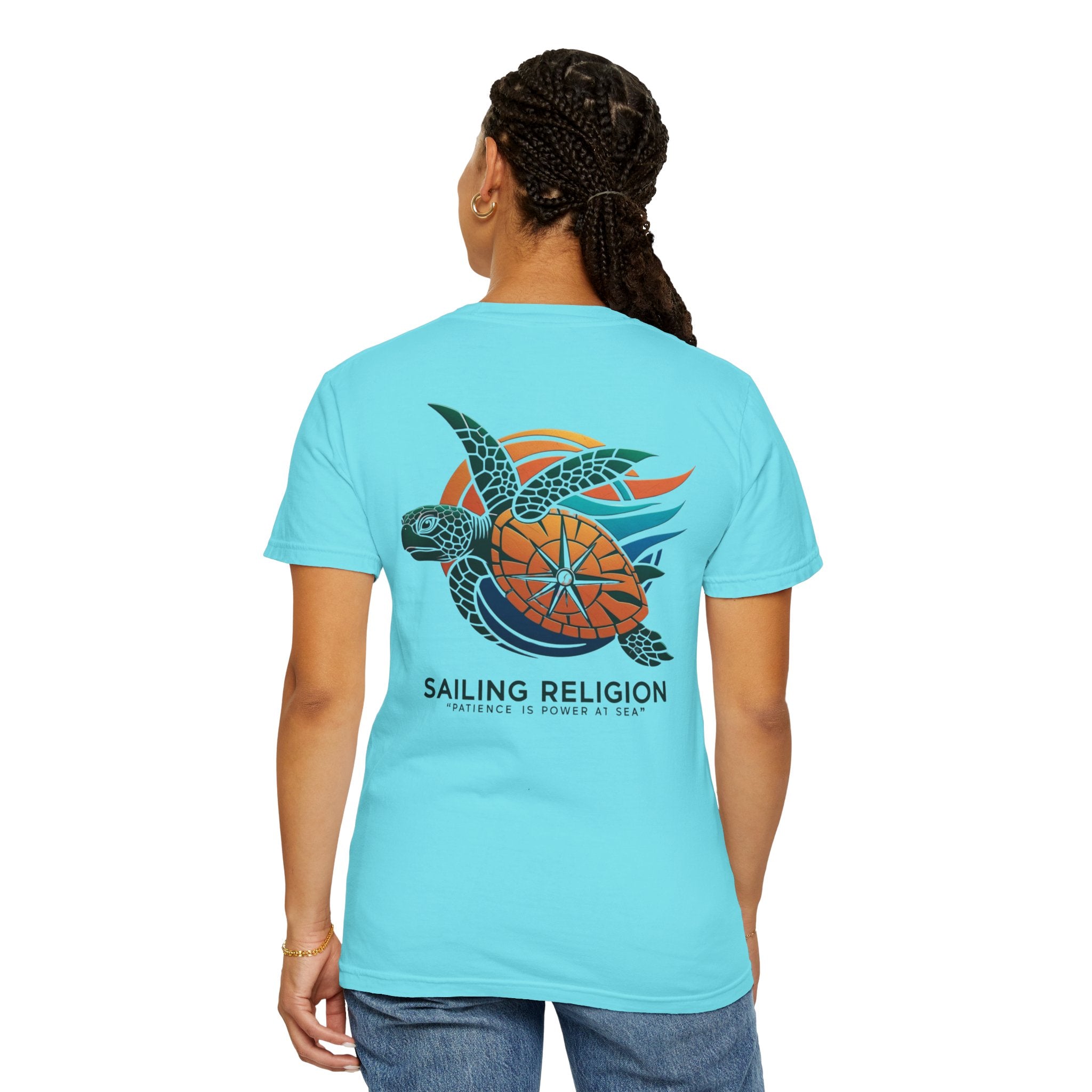 Sailing Religion Turtle DesignUnisex Garment-Dyed T-Shirt -