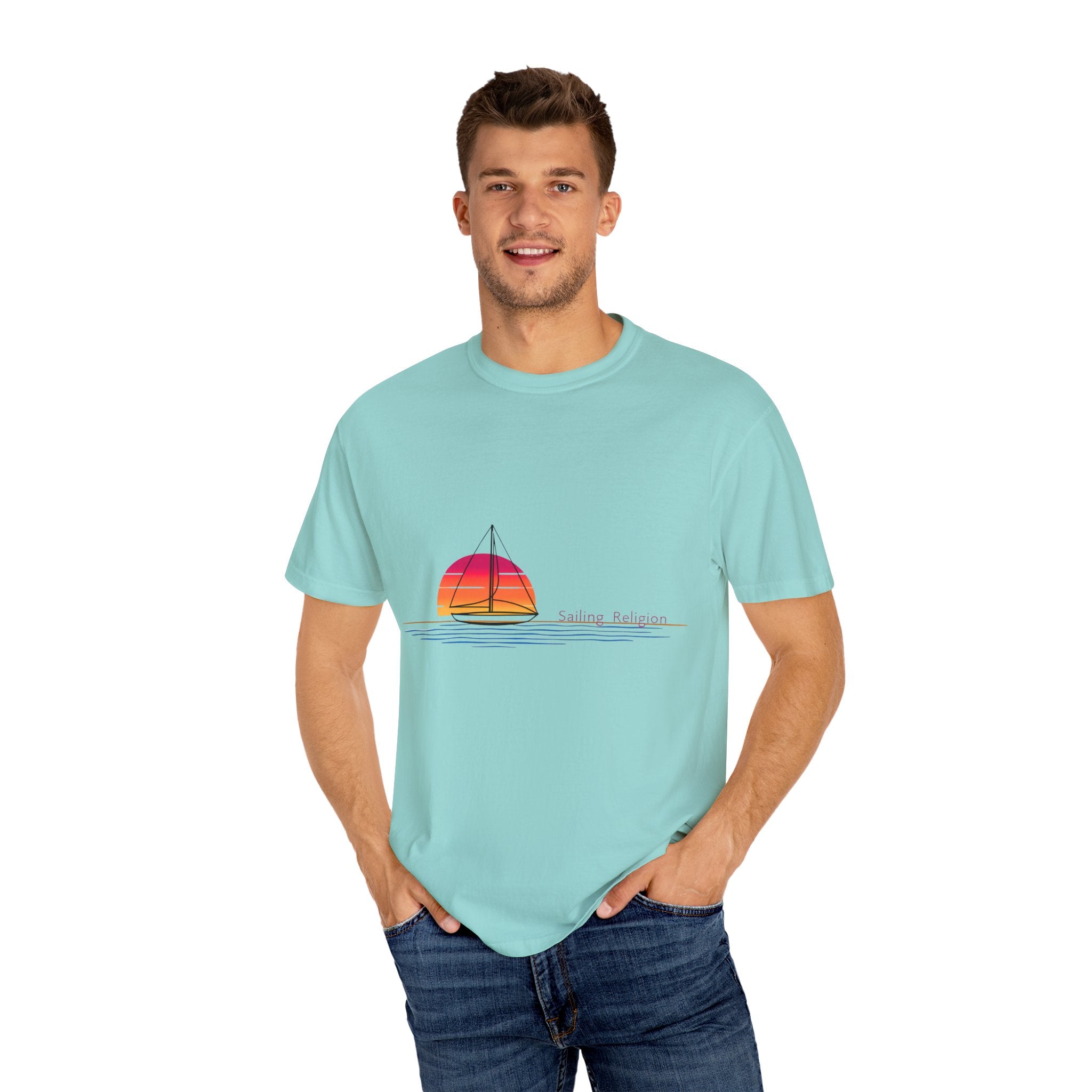 Sailing Religion single line designs Unisex T-shirt