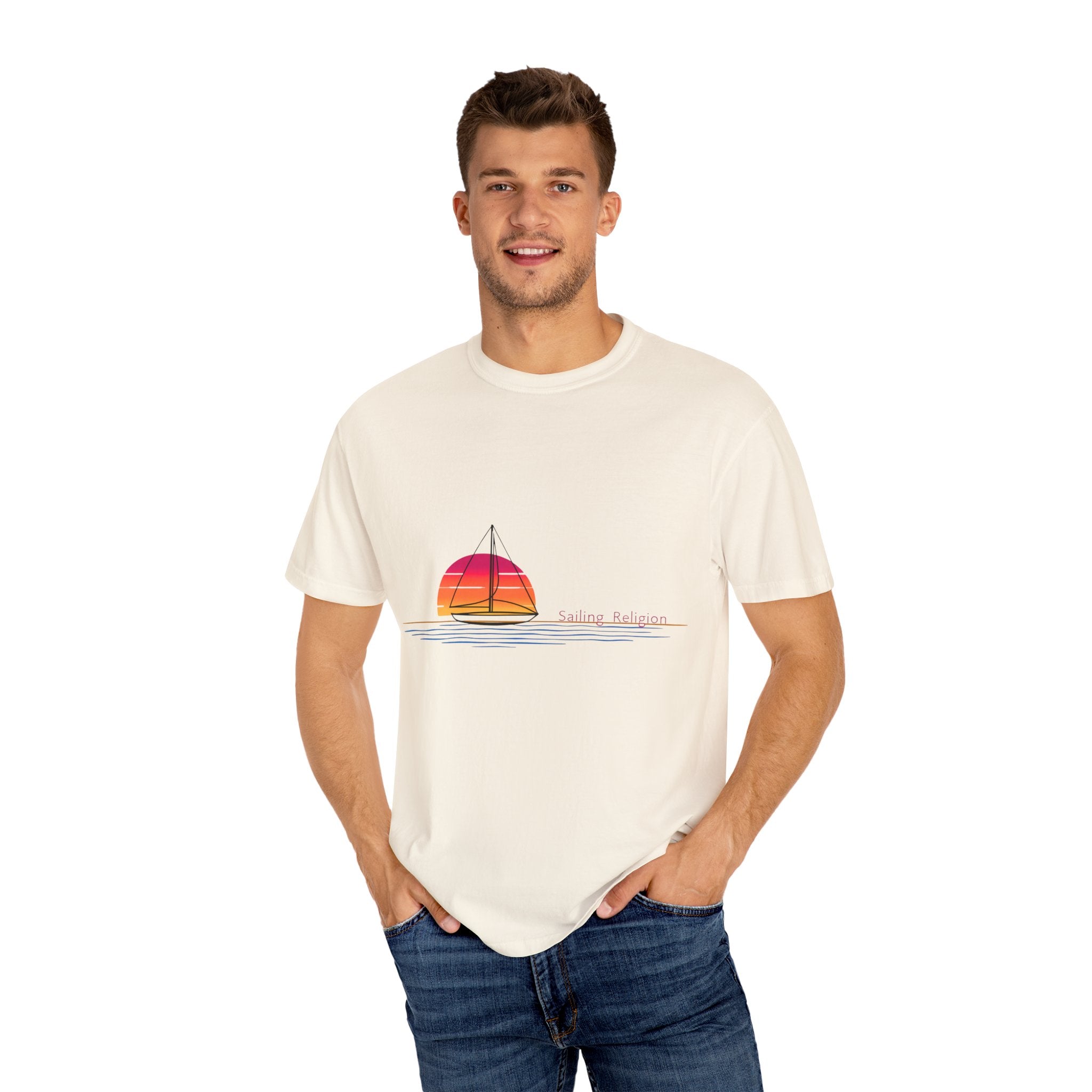 Sailing Religion single line designs Unisex T-shirt