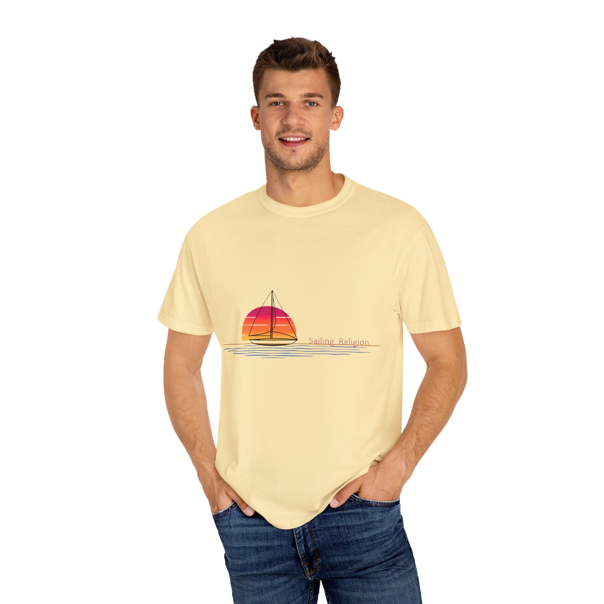 Sailing Religion single line designs Unisex T-shirt
