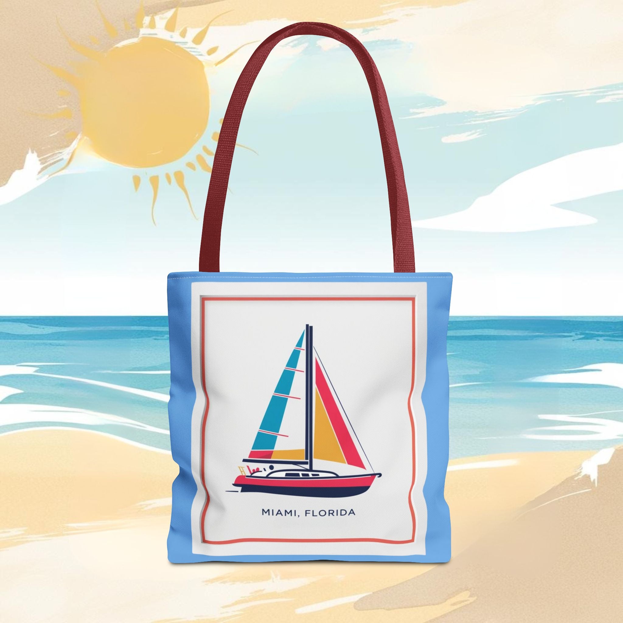 Miami Florida Sailing Tote Bag - Nautical Design for Beach Lovers