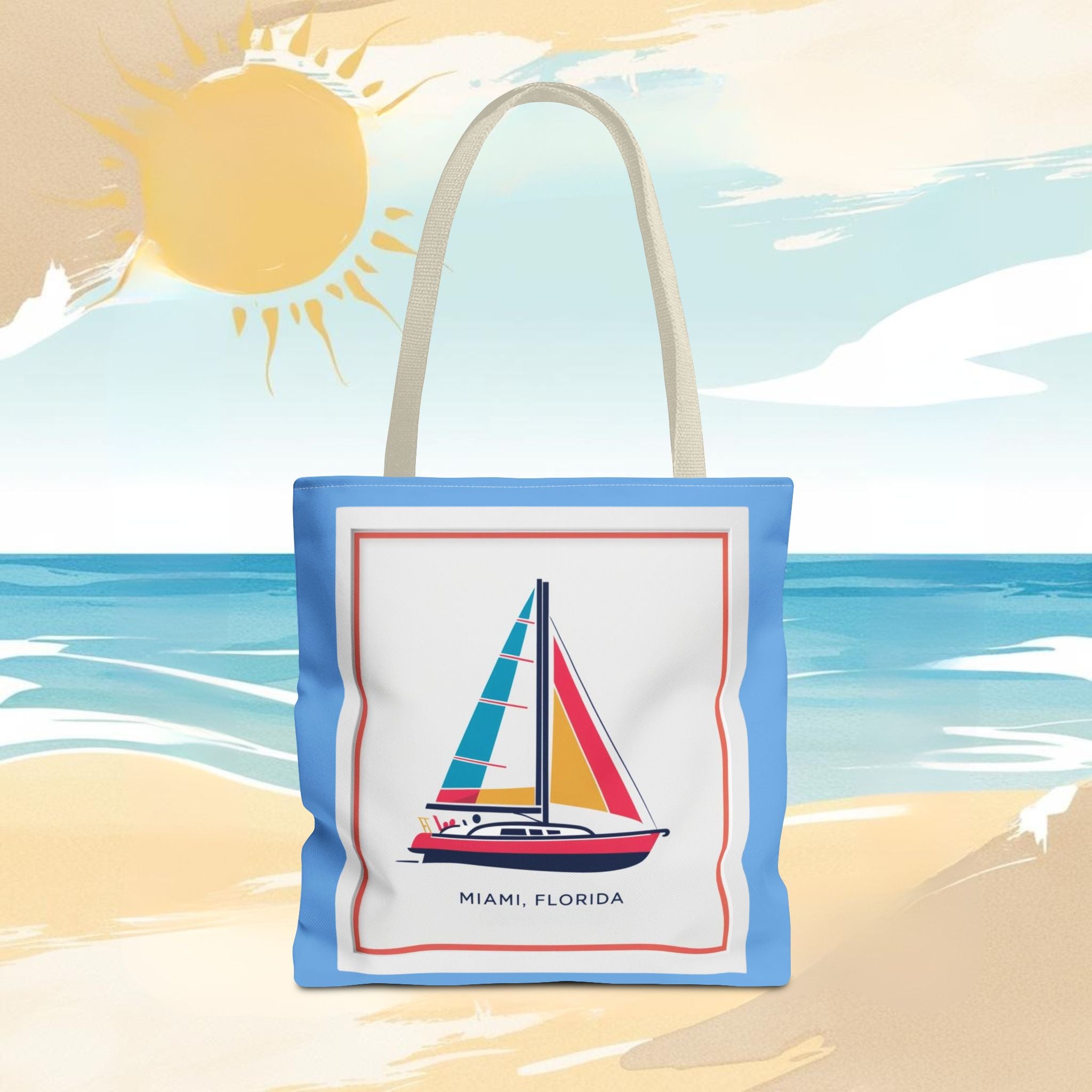 Miami Florida Sailing Tote Bag - Nautical Design for Beach Lovers
