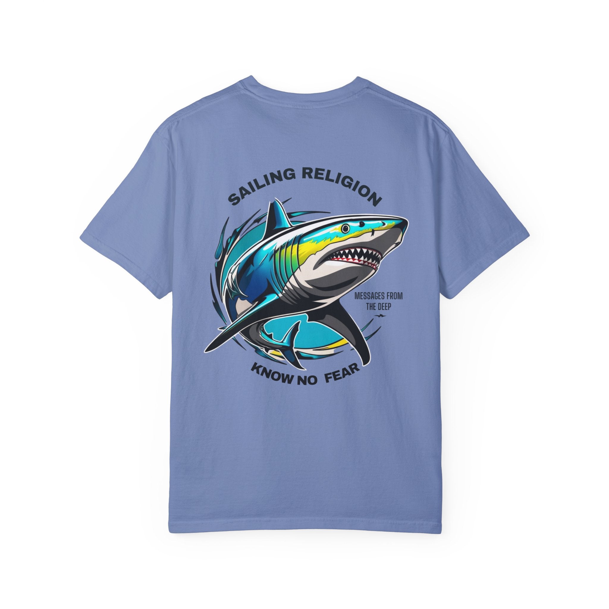 Sailing Religion Shark Graphic Unisex Garment-Dyed T-Shirt -