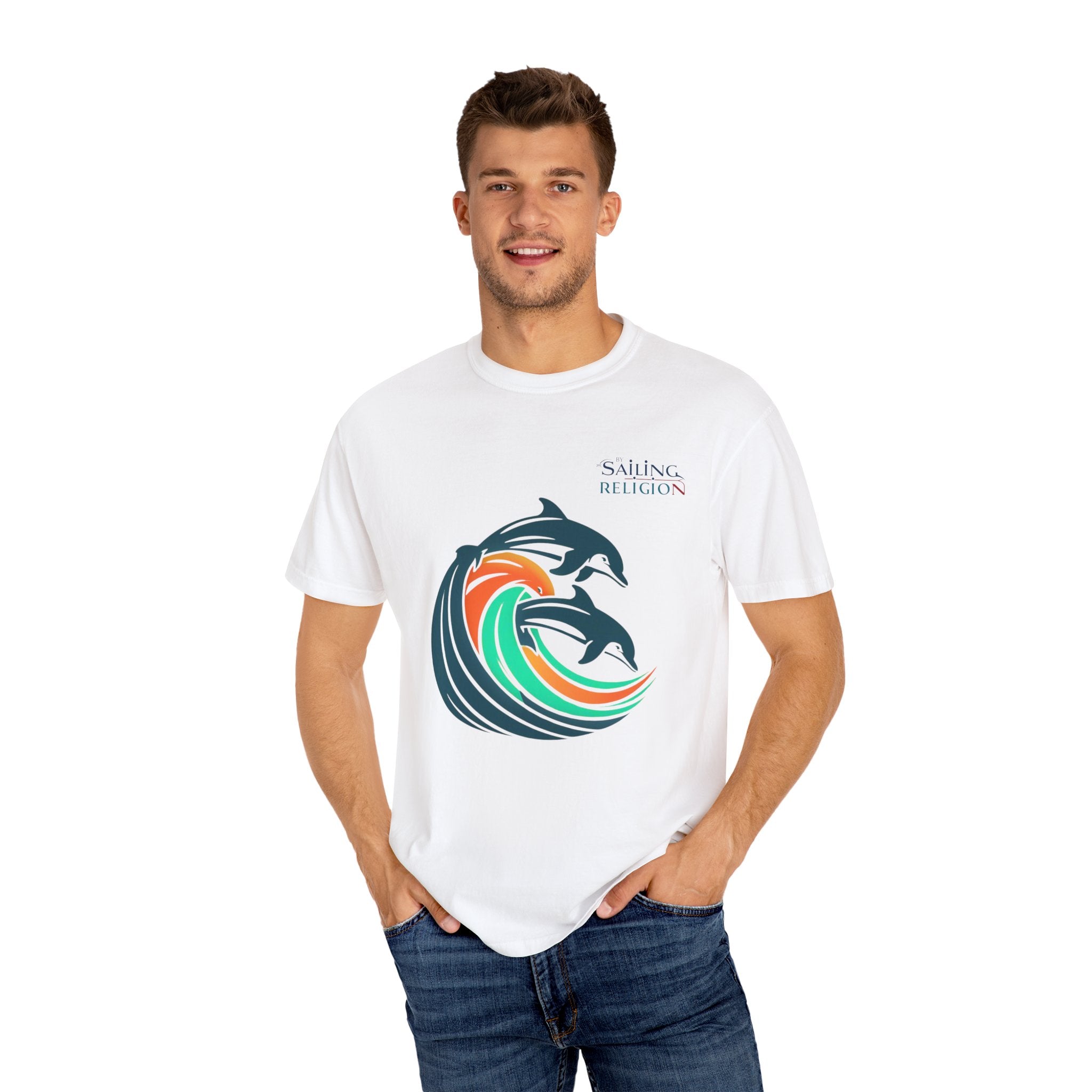 Sailing Religion Dolphins Unisex Garment-Dyed T-shirt