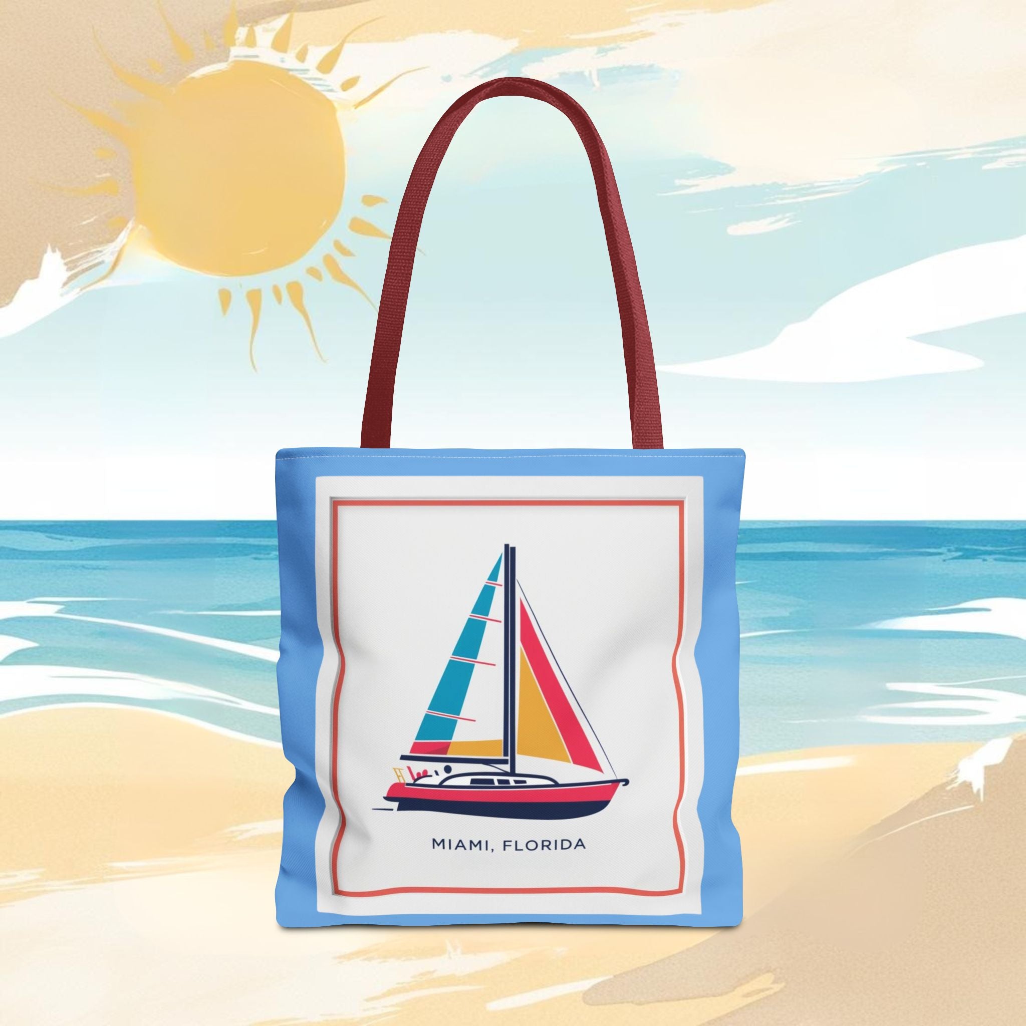 Miami Florida Sailing Tote Bag - Nautical Design for Beach Lovers