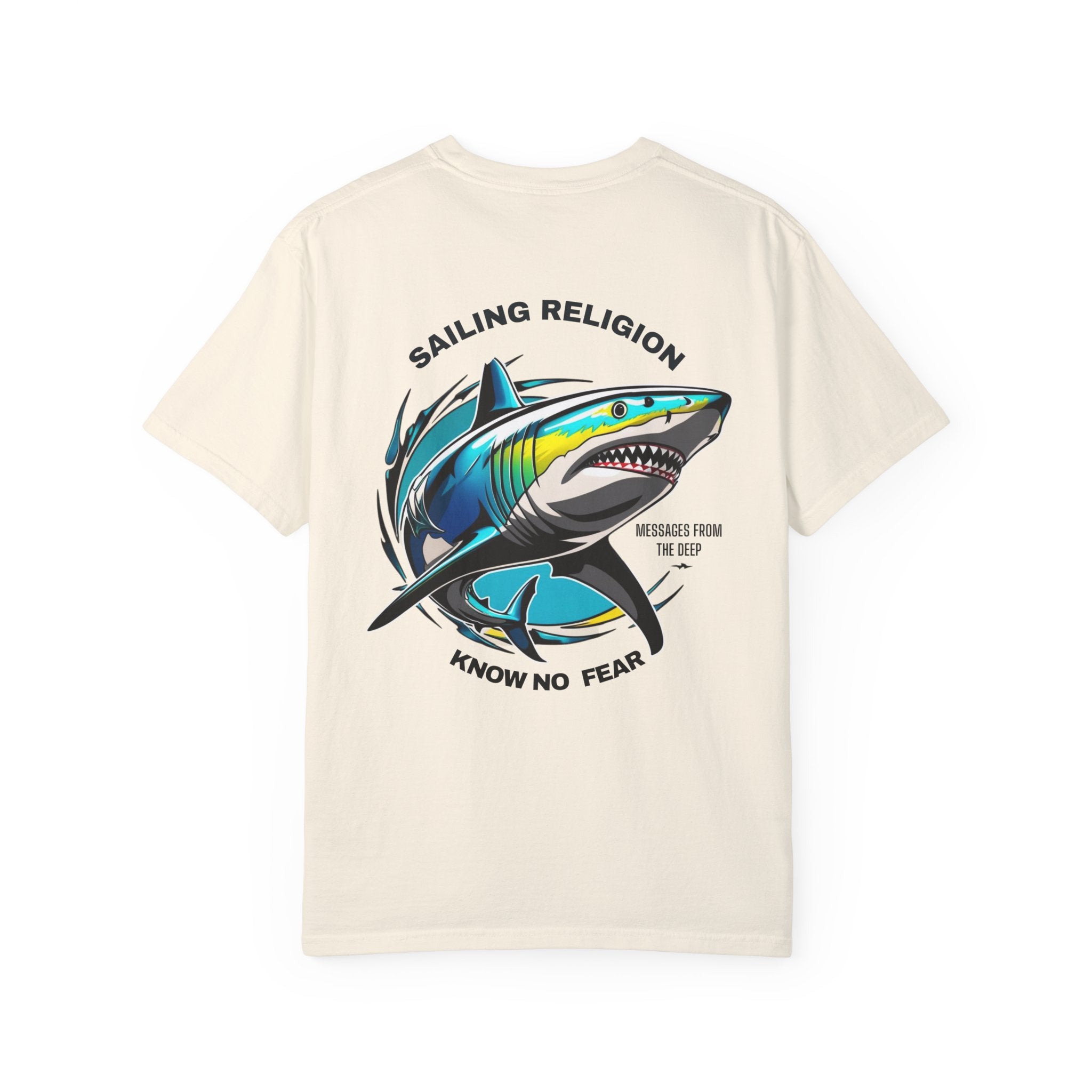 Sailing Religion Shark Graphic Unisex Garment-Dyed T-Shirt -