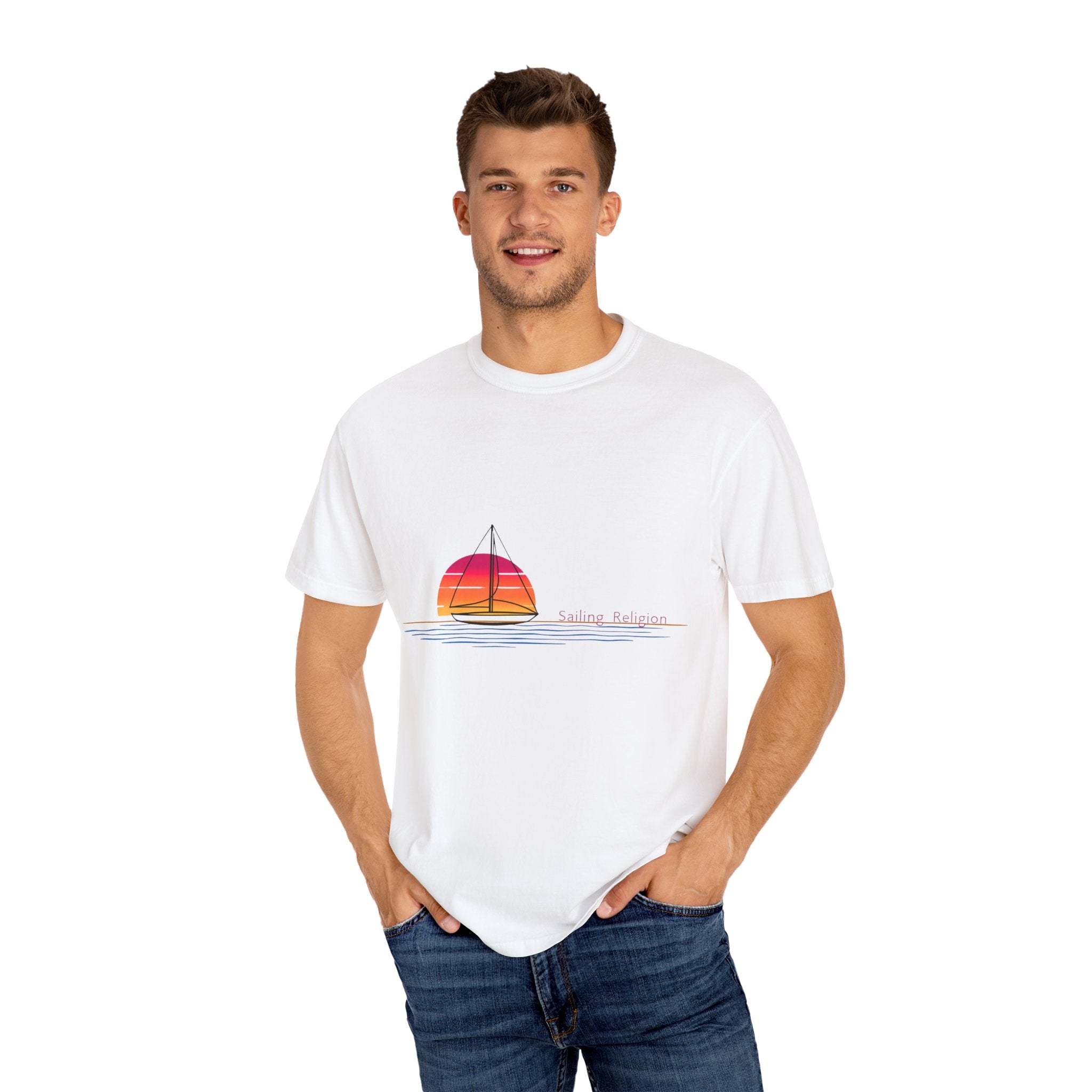 Sailing Religion single line designs Unisex T-shirt