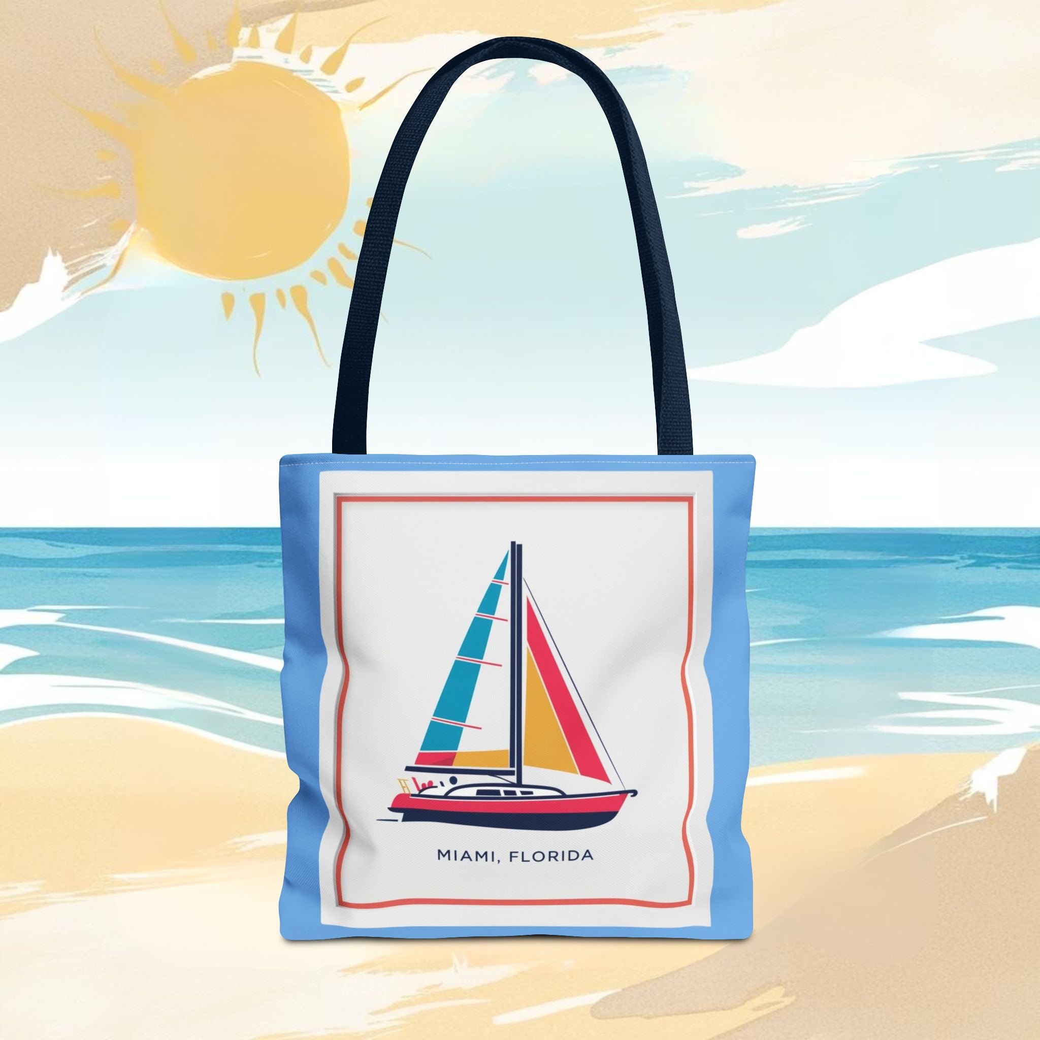 Miami Florida Sailing Tote Bag - Nautical Design for Beach Lovers