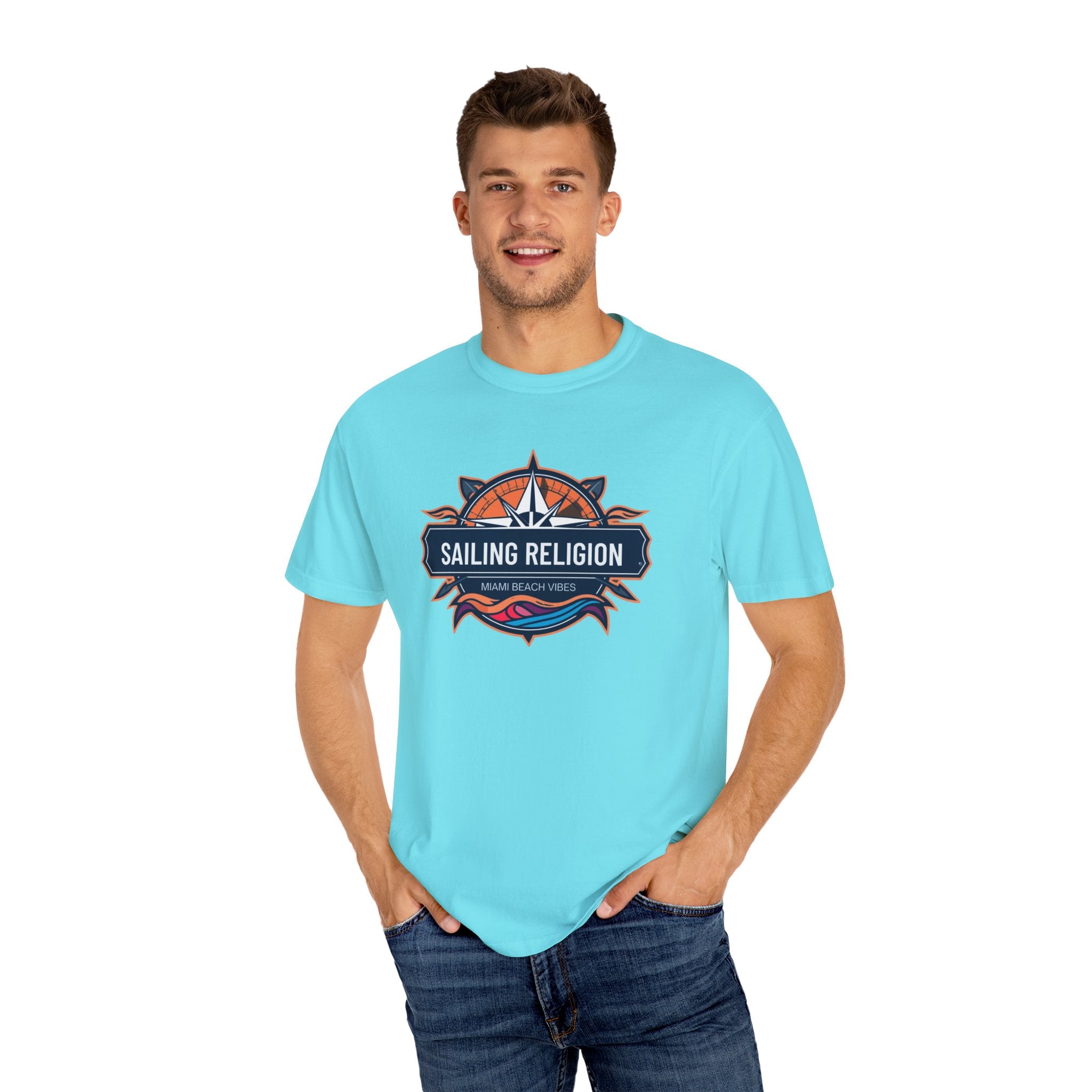 Sailing Religion Miami Beach Vibes Unisex Garment-Dyed T-Shirt -