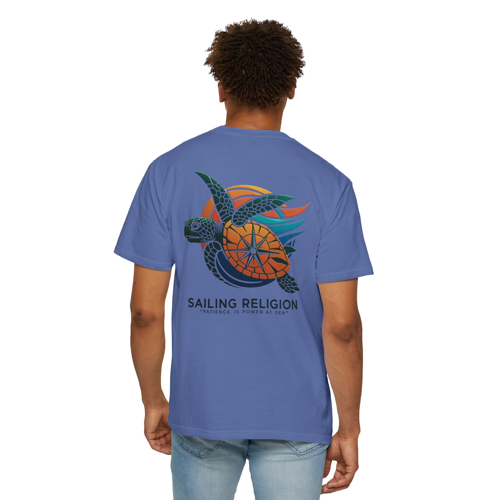 Sailing Religion Turtle DesignUnisex Garment-Dyed T-Shirt -