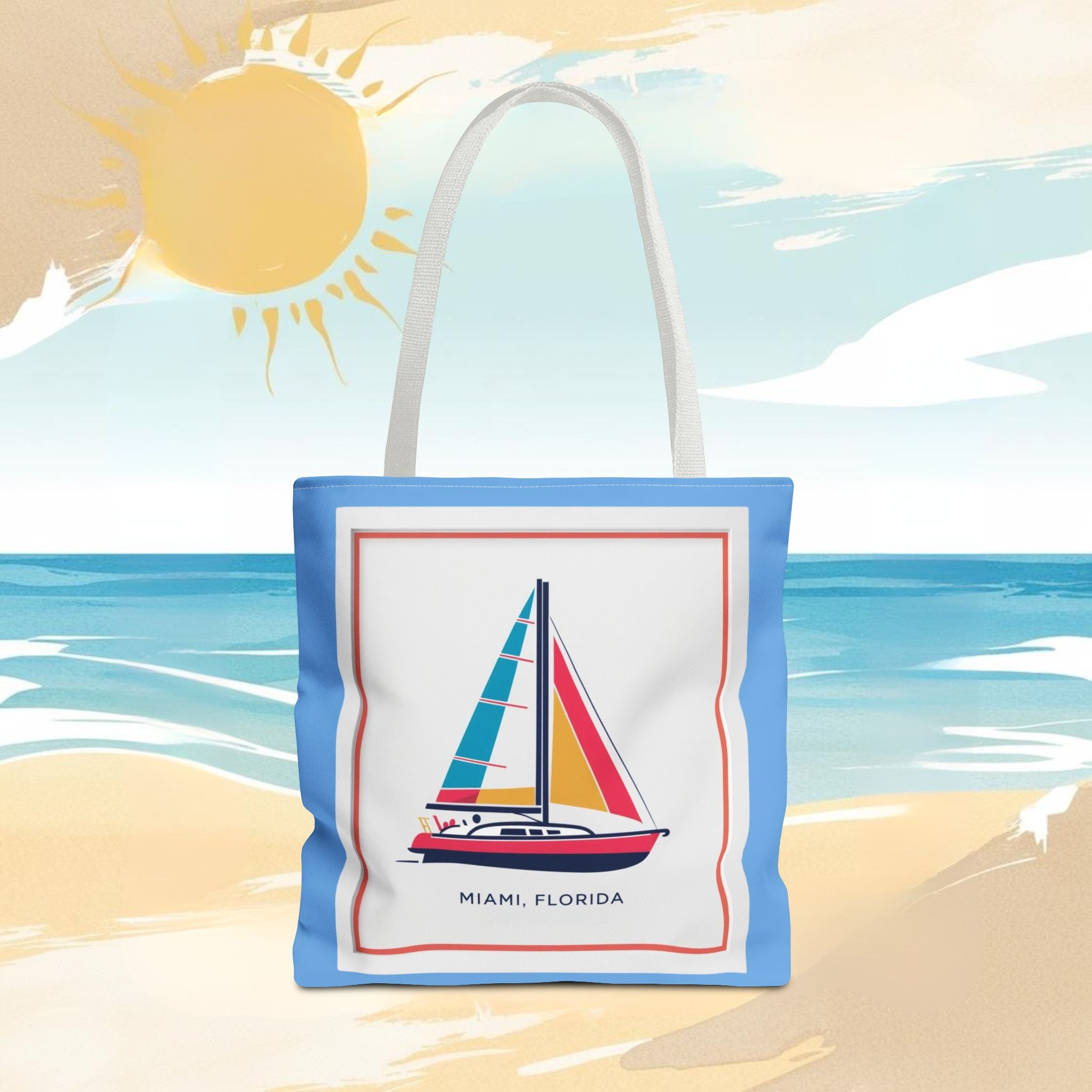 Miami Florida Sailing Tote Bag - Nautical Design for Beach Lovers