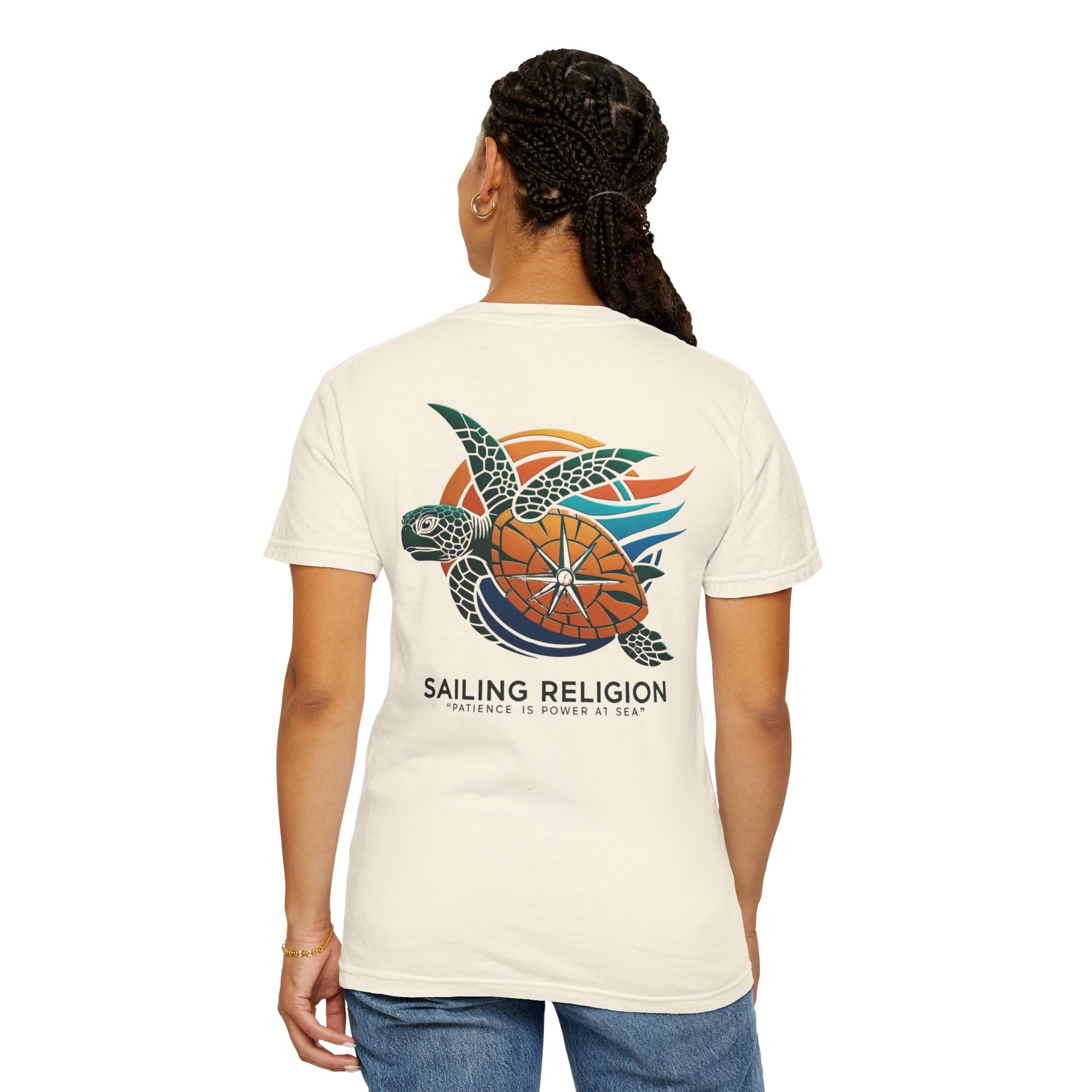 Sailing Religion Turtle DesignUnisex Garment-Dyed T-Shirt -