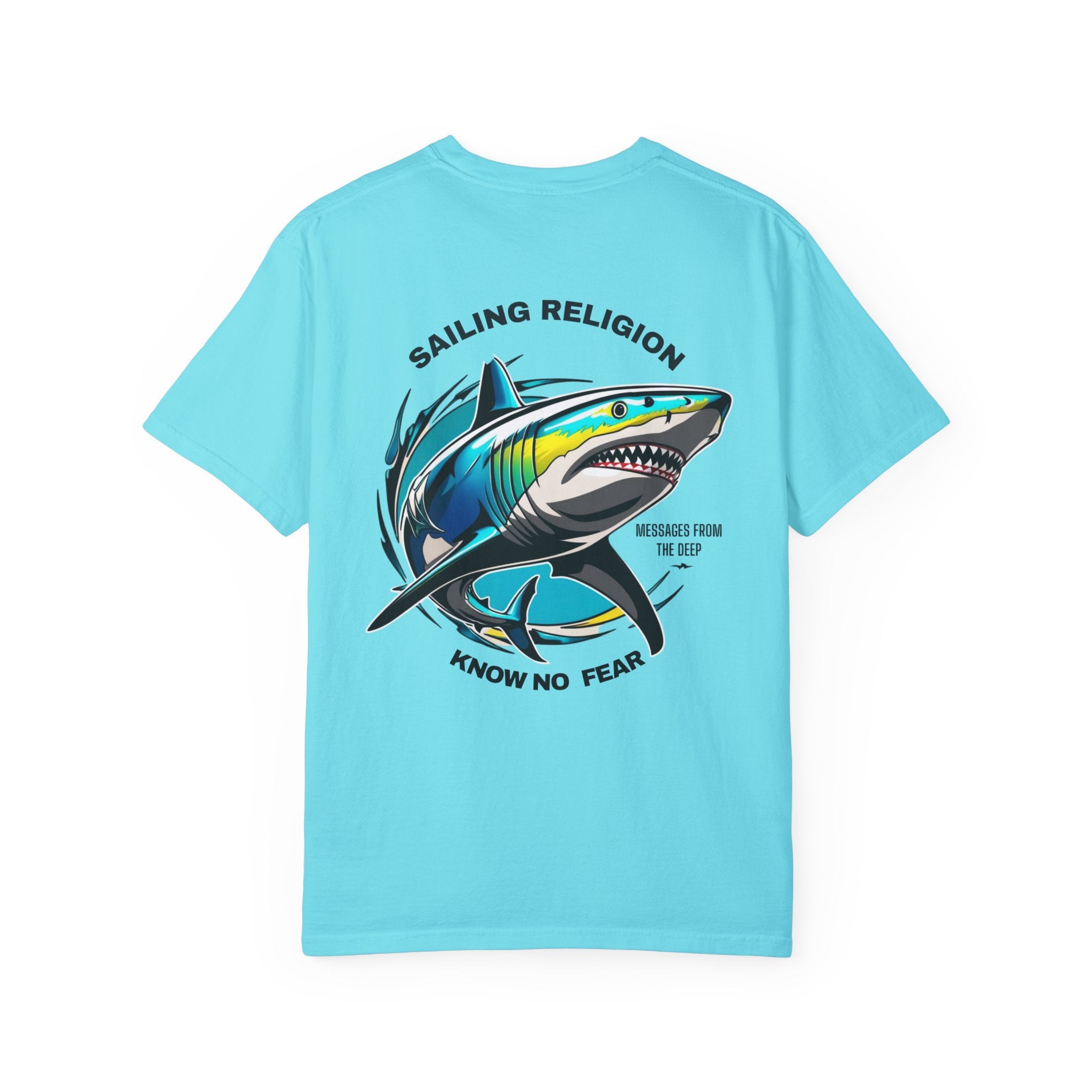 Sailing Religion Shark Graphic Unisex Garment-Dyed T-Shirt -