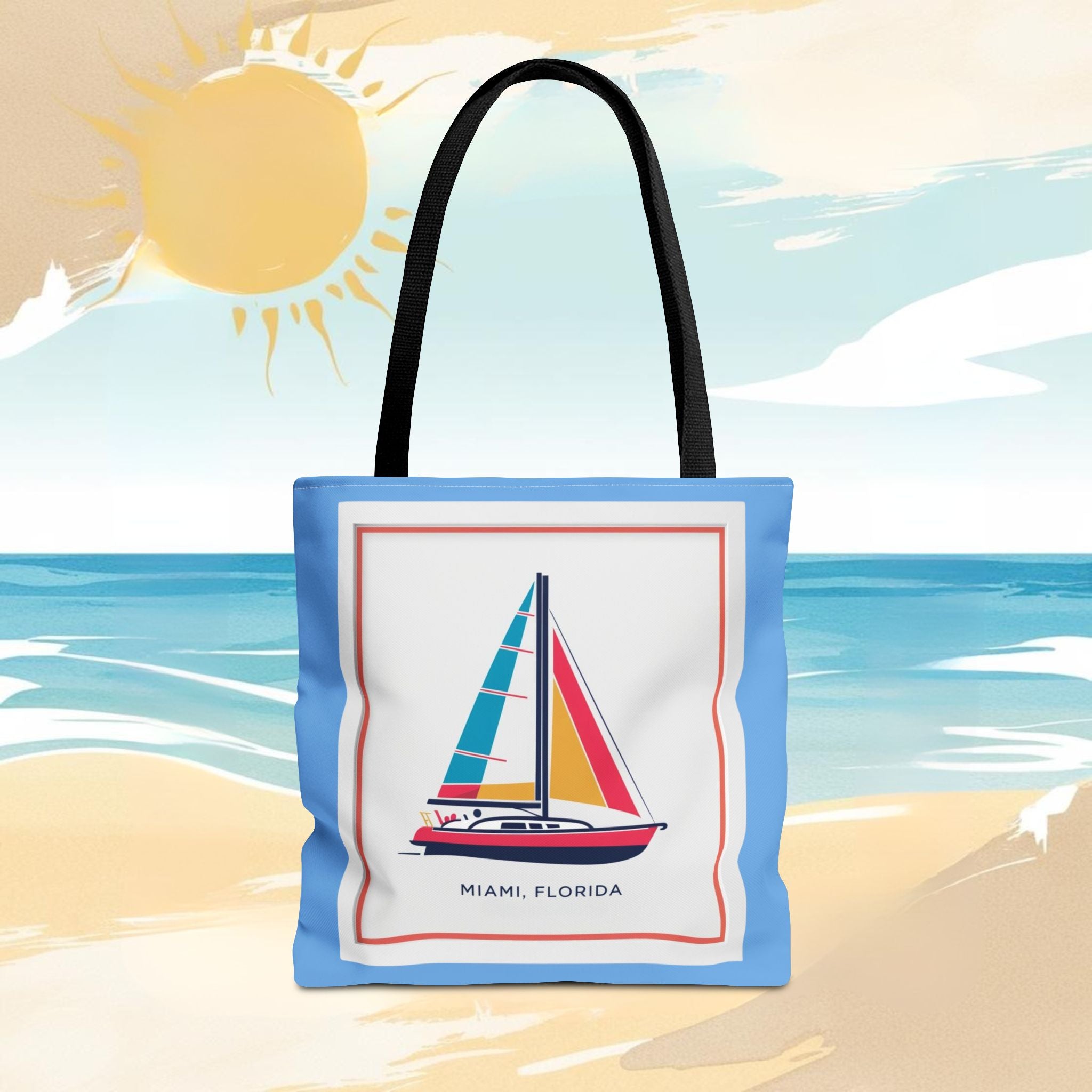Miami Florida Sailing Tote Bag - Nautical Design for Beach Lovers
