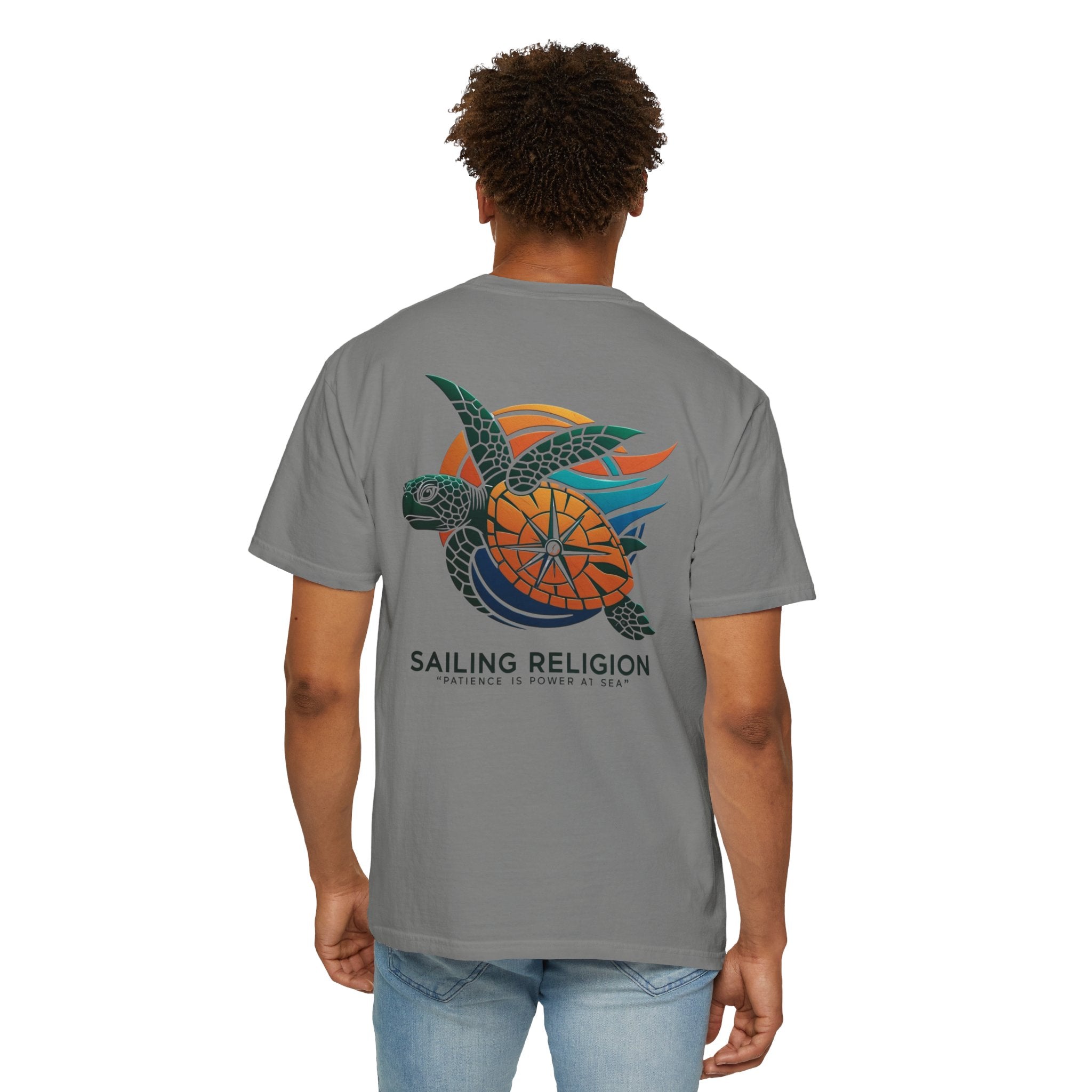 Sailing Religion Turtle DesignUnisex Garment-Dyed T-Shirt -