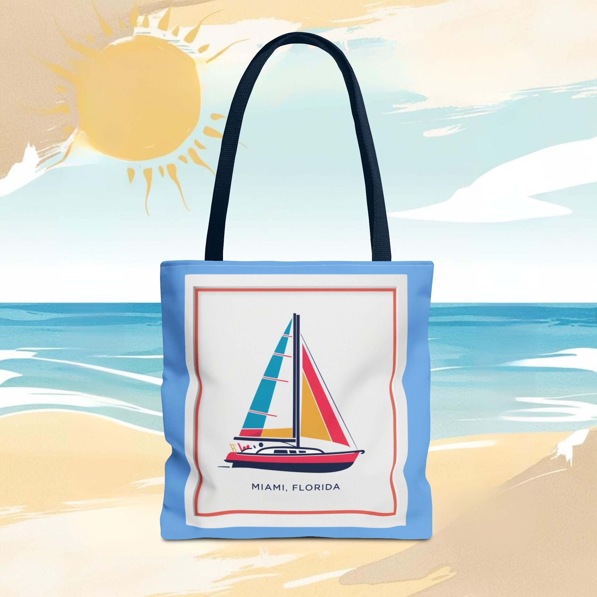 Miami Florida Sailing Tote Bag - Nautical Design for Beach Lovers