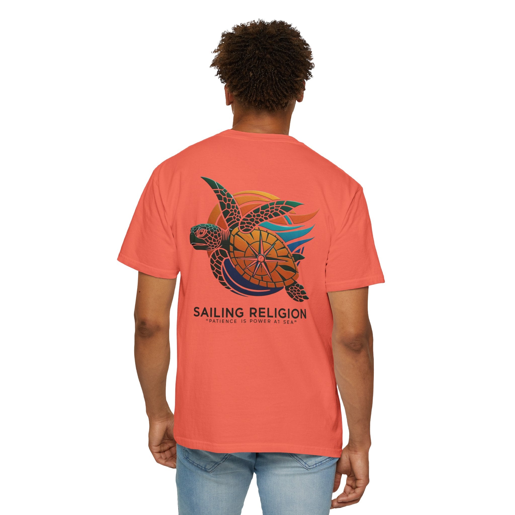 Sailing Religion Turtle DesignUnisex Garment-Dyed T-Shirt -