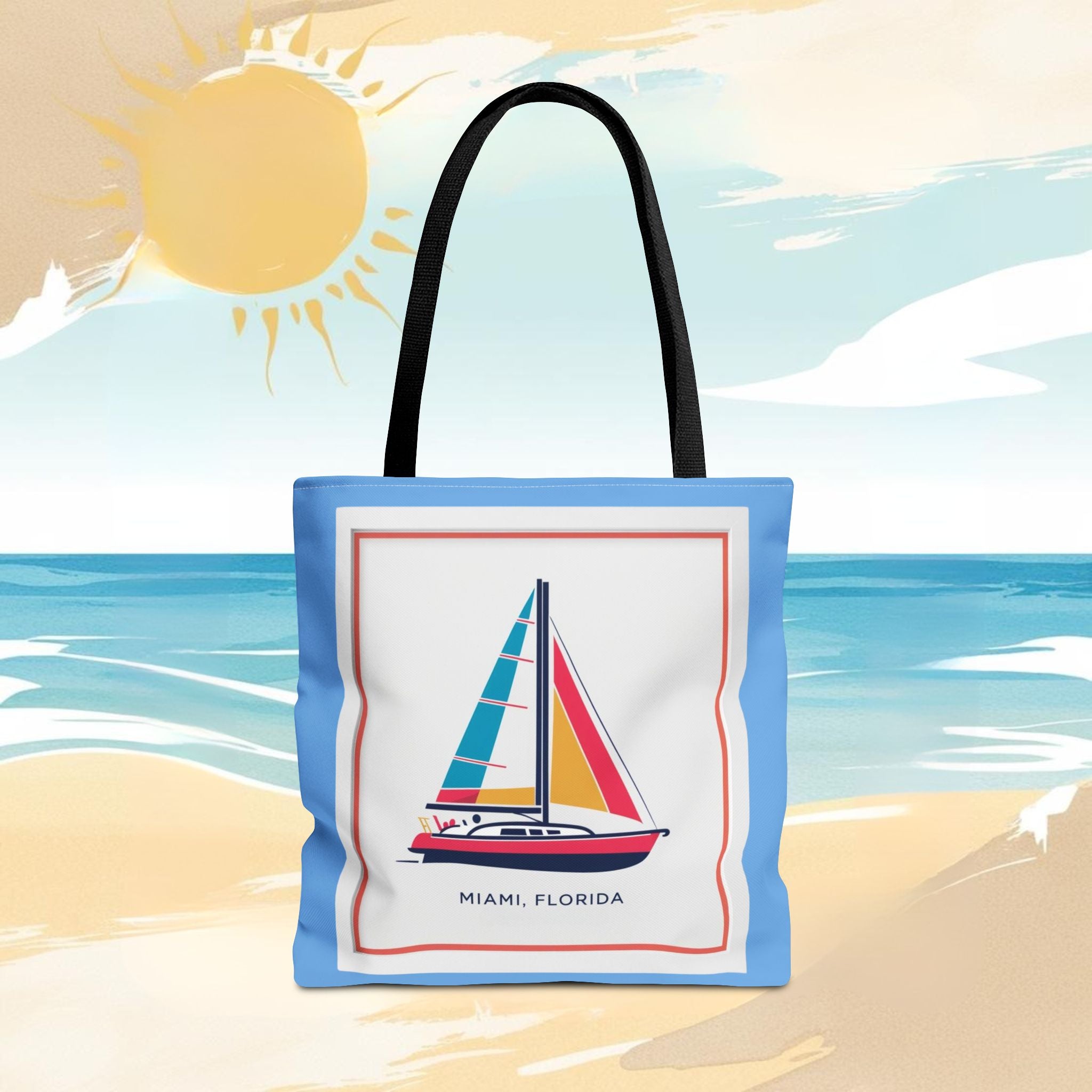 Miami Florida Sailing Tote Bag - Nautical Design for Beach Lovers