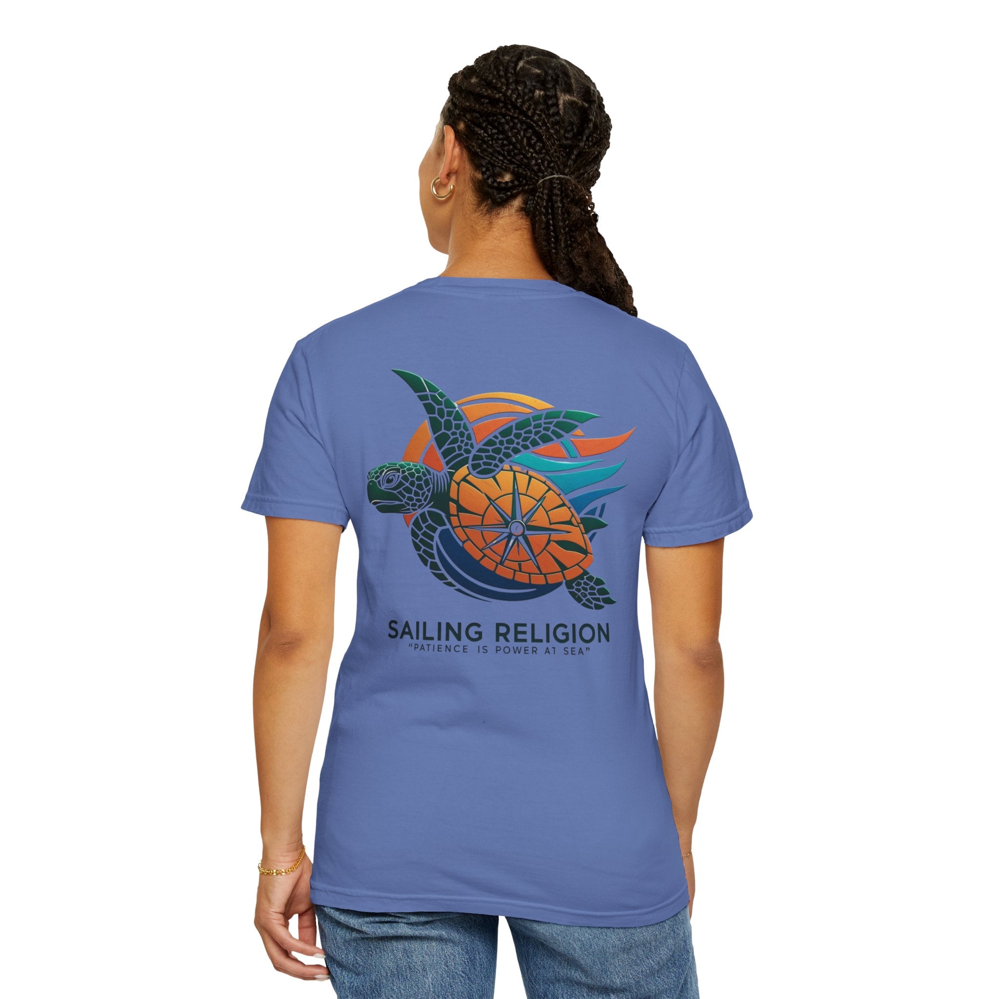 Sailing Religion Turtle DesignUnisex Garment-Dyed T-Shirt -
