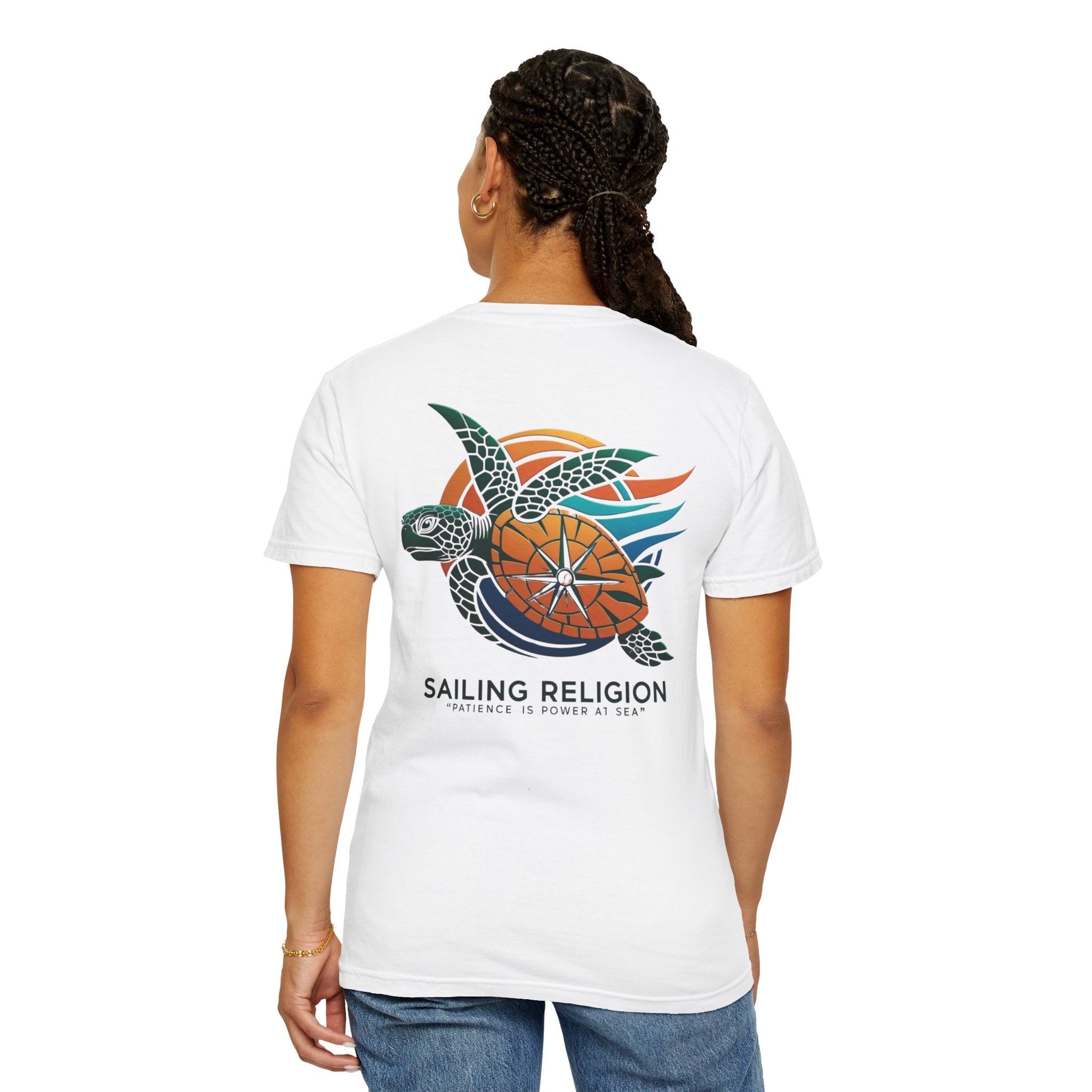 Sailing Religion Turtle DesignUnisex Garment-Dyed T-Shirt -