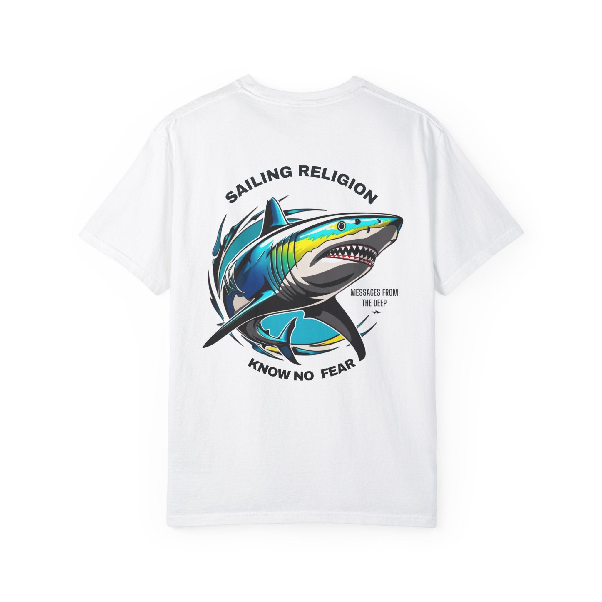 Sailing Religion Shark Graphic Unisex Garment-Dyed T-Shirt -