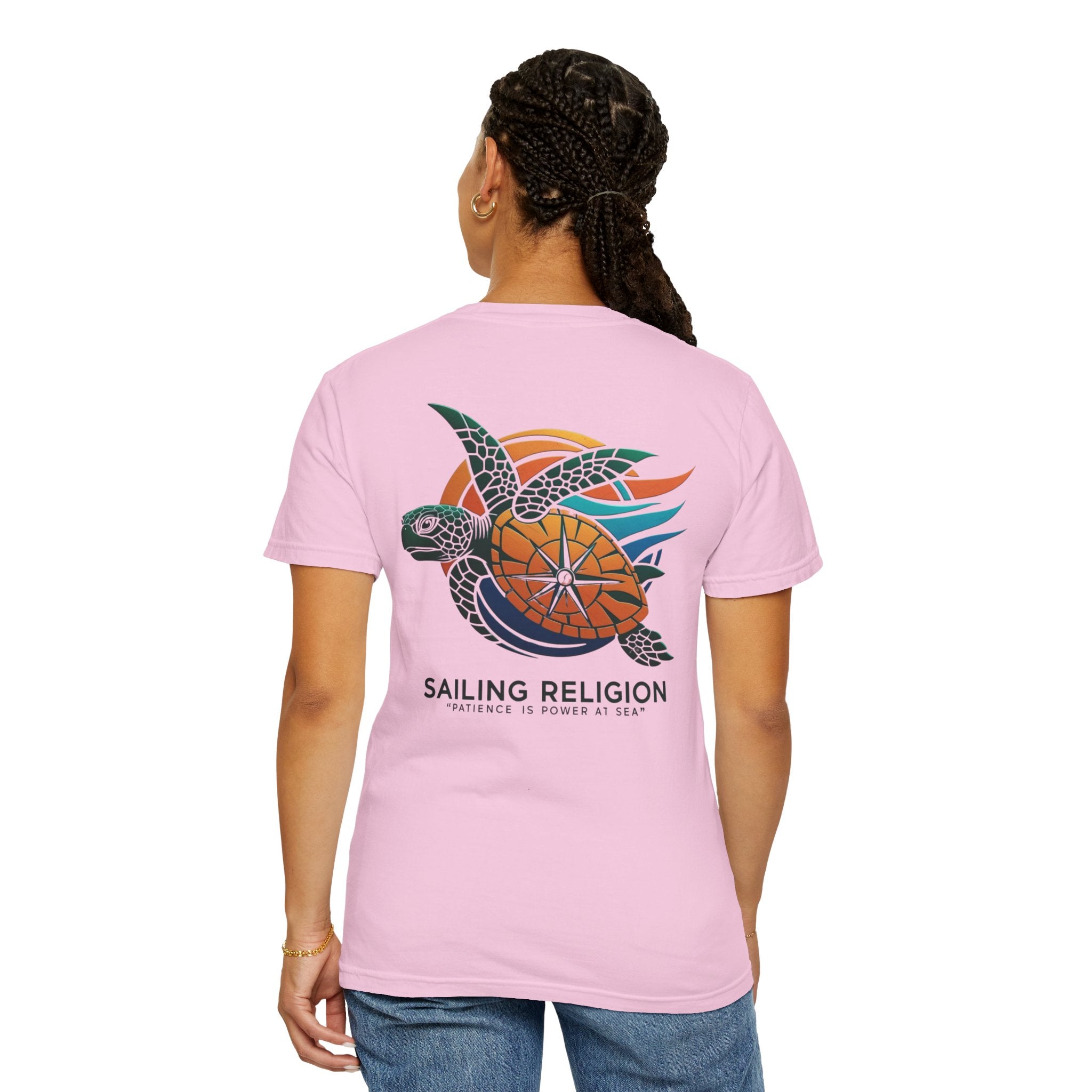 Sailing Religion Turtle DesignUnisex Garment-Dyed T-Shirt -