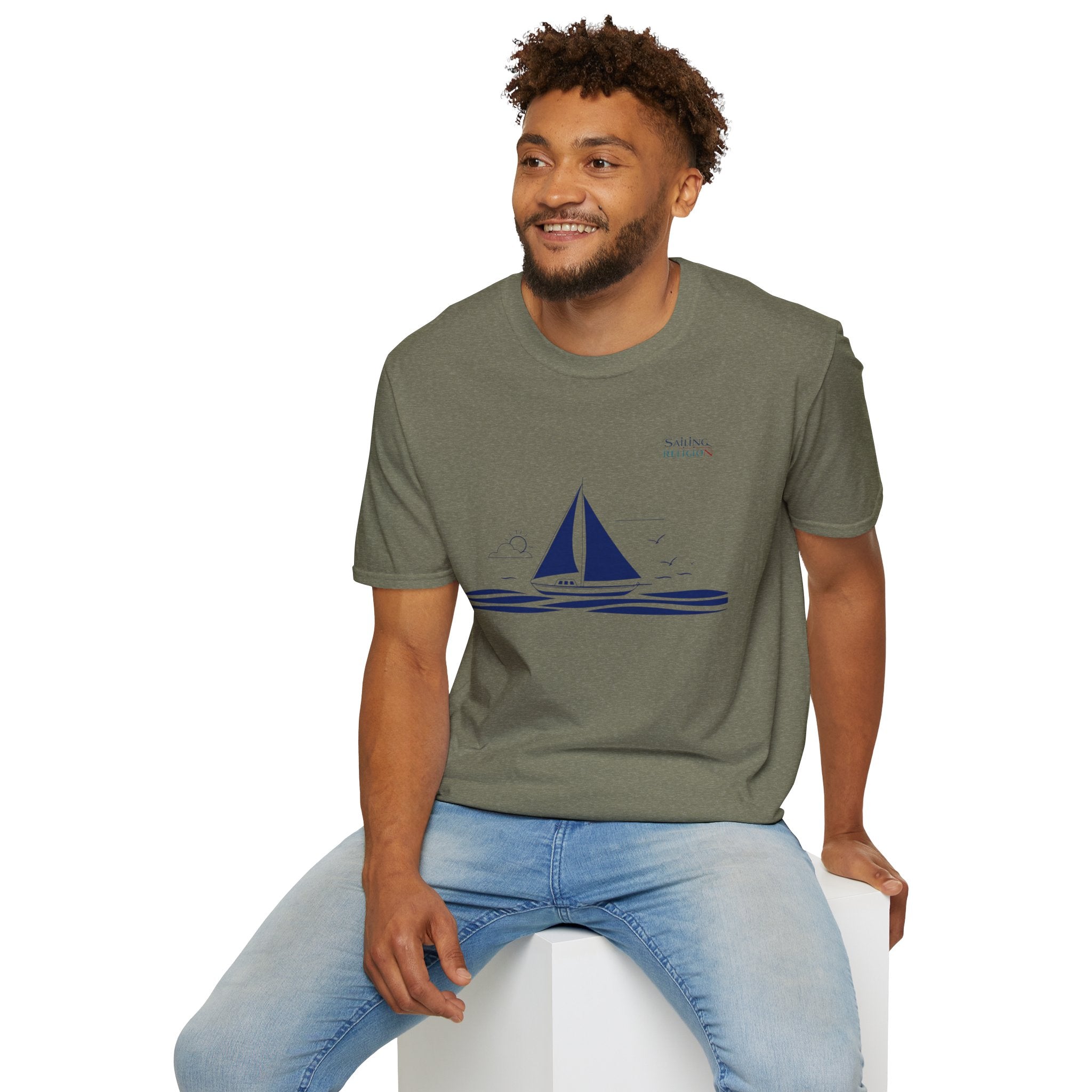 Sailing Religion single line design collection Unisex Softstyle T-Shirt