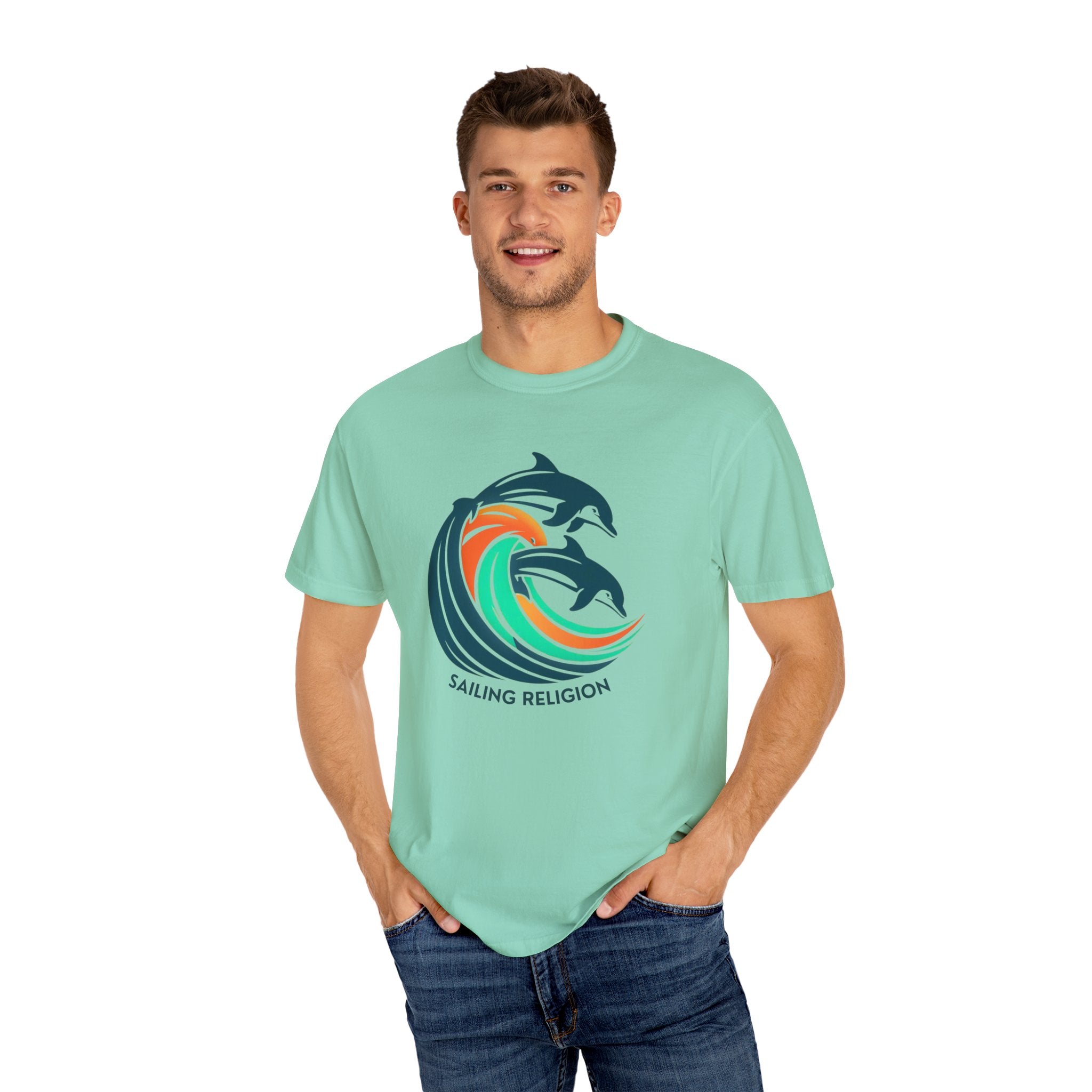 Sailing Religion dolphin Unisex Garment-Dyed T-shirt
