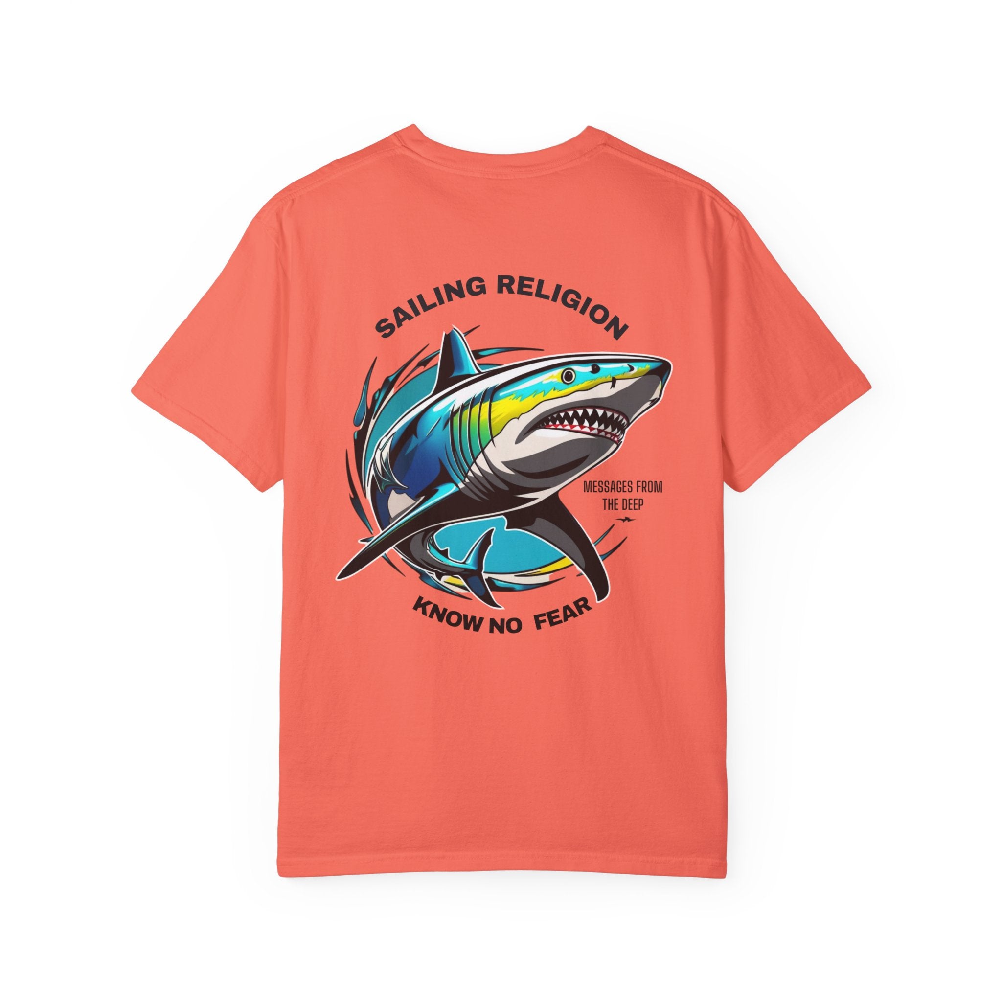Sailing Religion Shark Graphic Unisex Garment-Dyed T-Shirt -