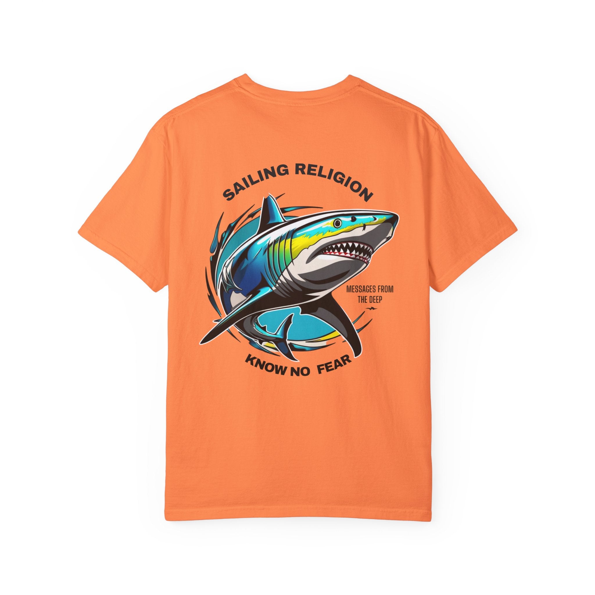 Sailing Religion Shark Graphic Unisex Garment-Dyed T-Shirt -