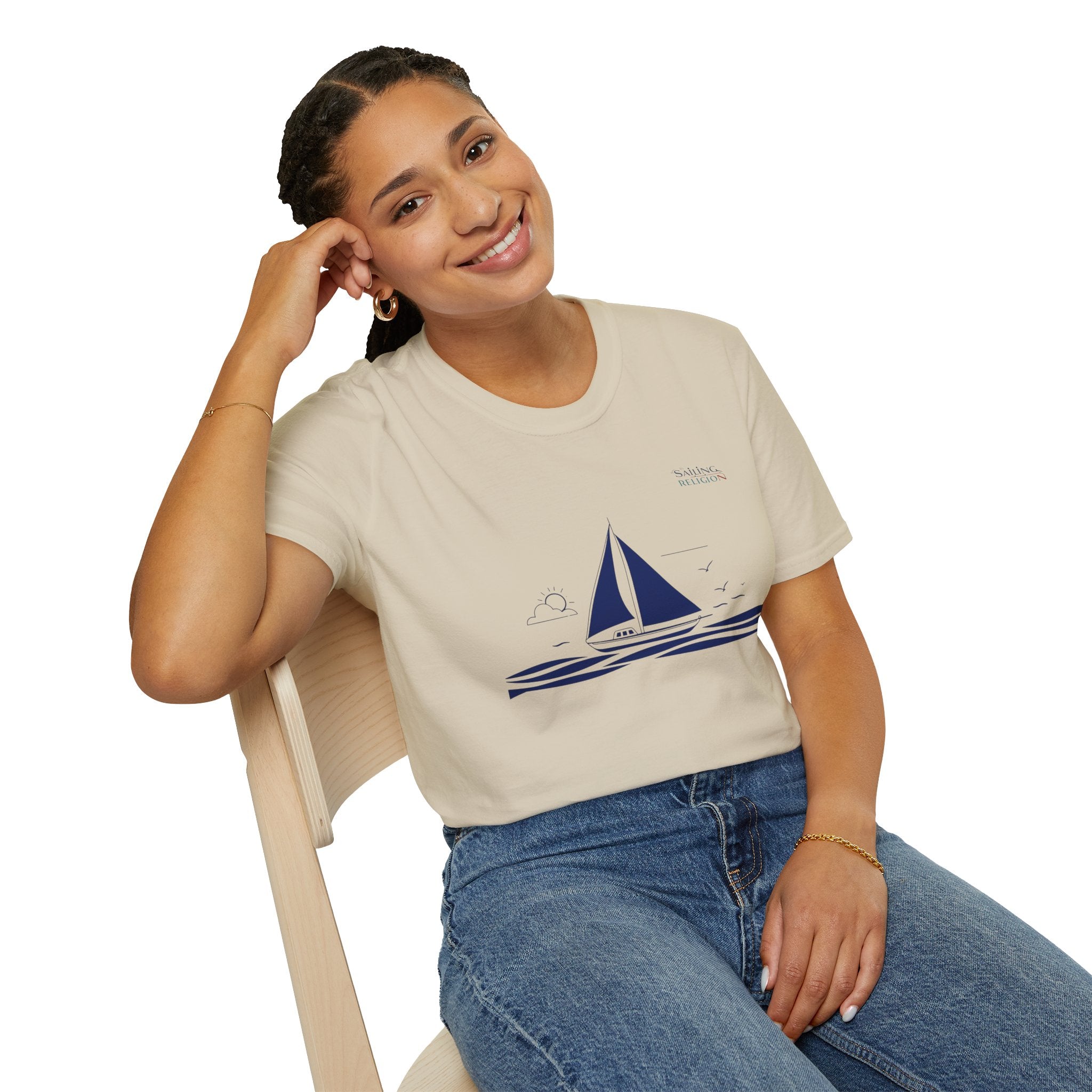 Sailing Religion single line design collection Unisex Softstyle T-Shirt