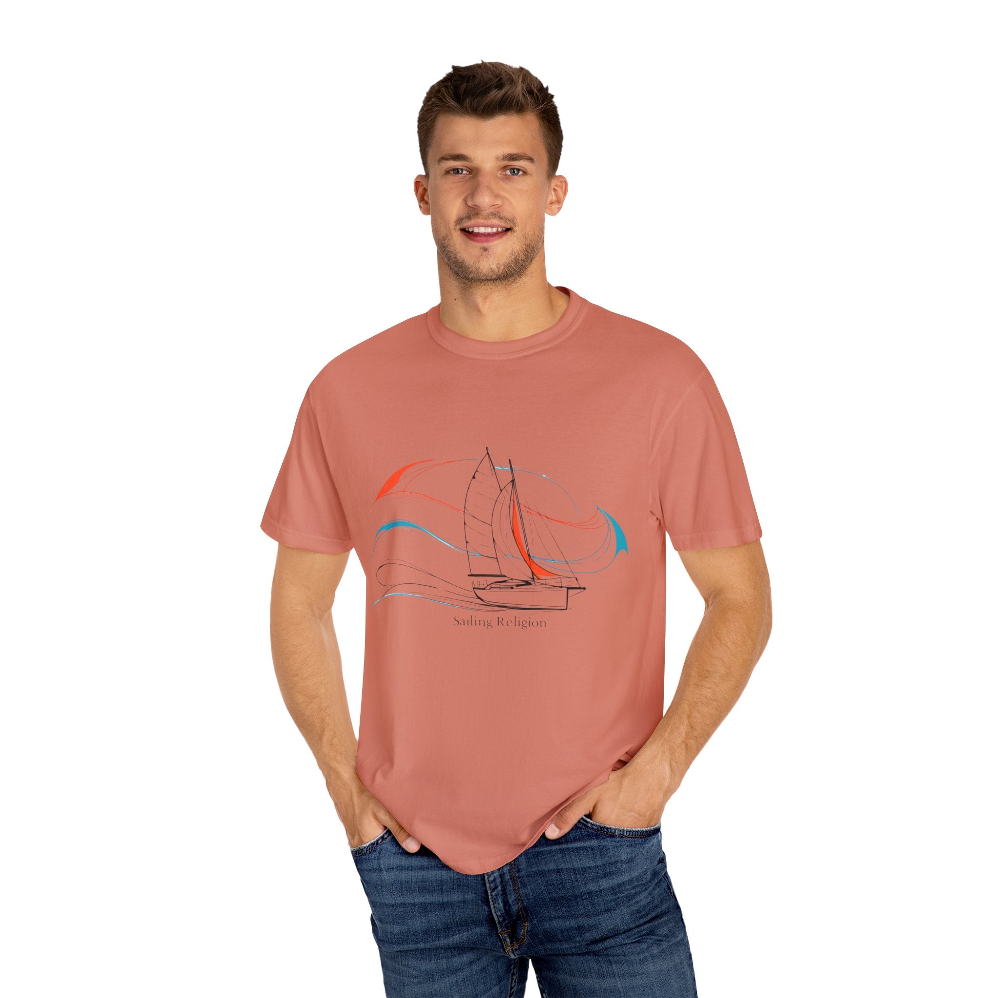 Sailing Religion single line designs Unisex T-shirt