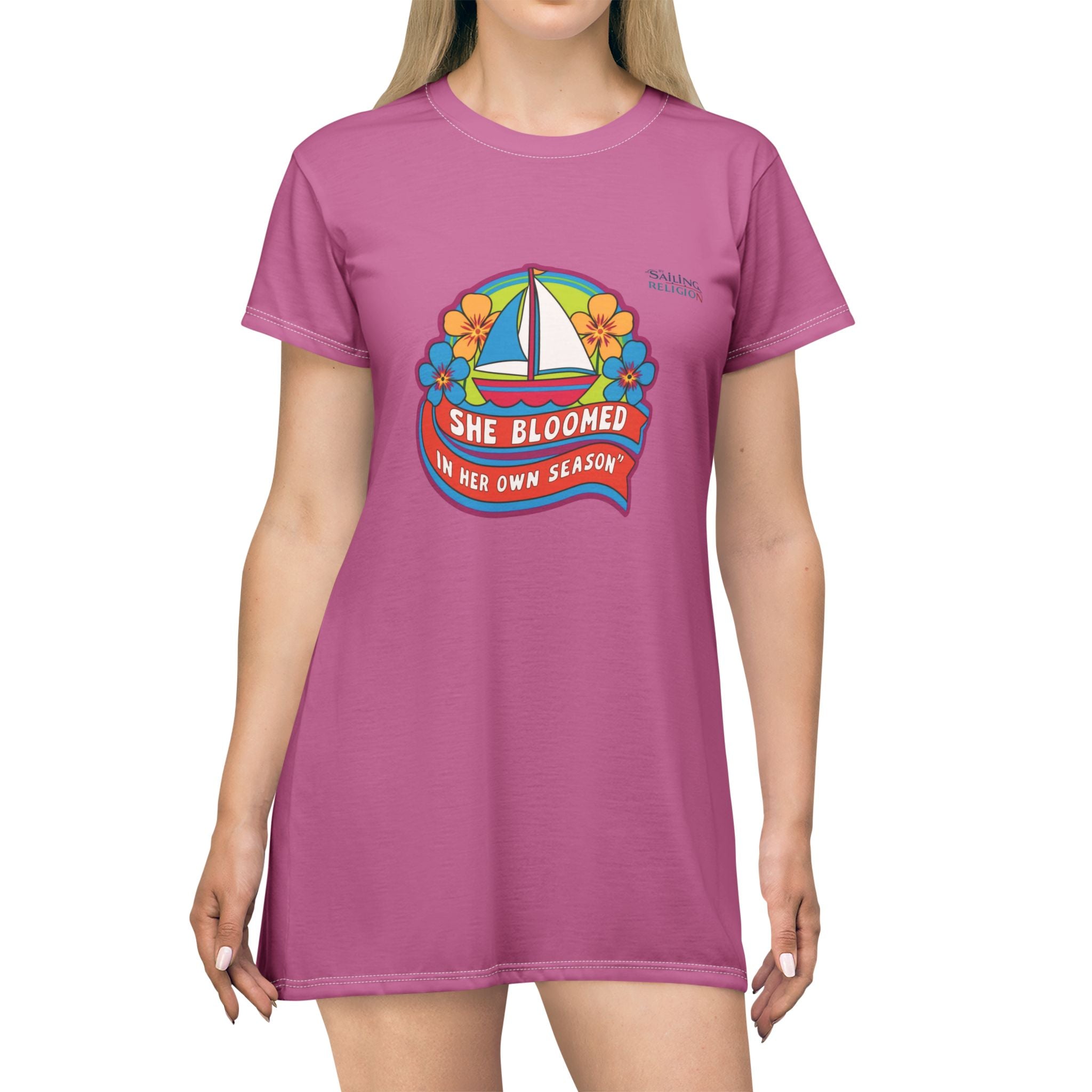 Sailing Religion T-Shirt Dress  Perfect for Summer and Casual Wear