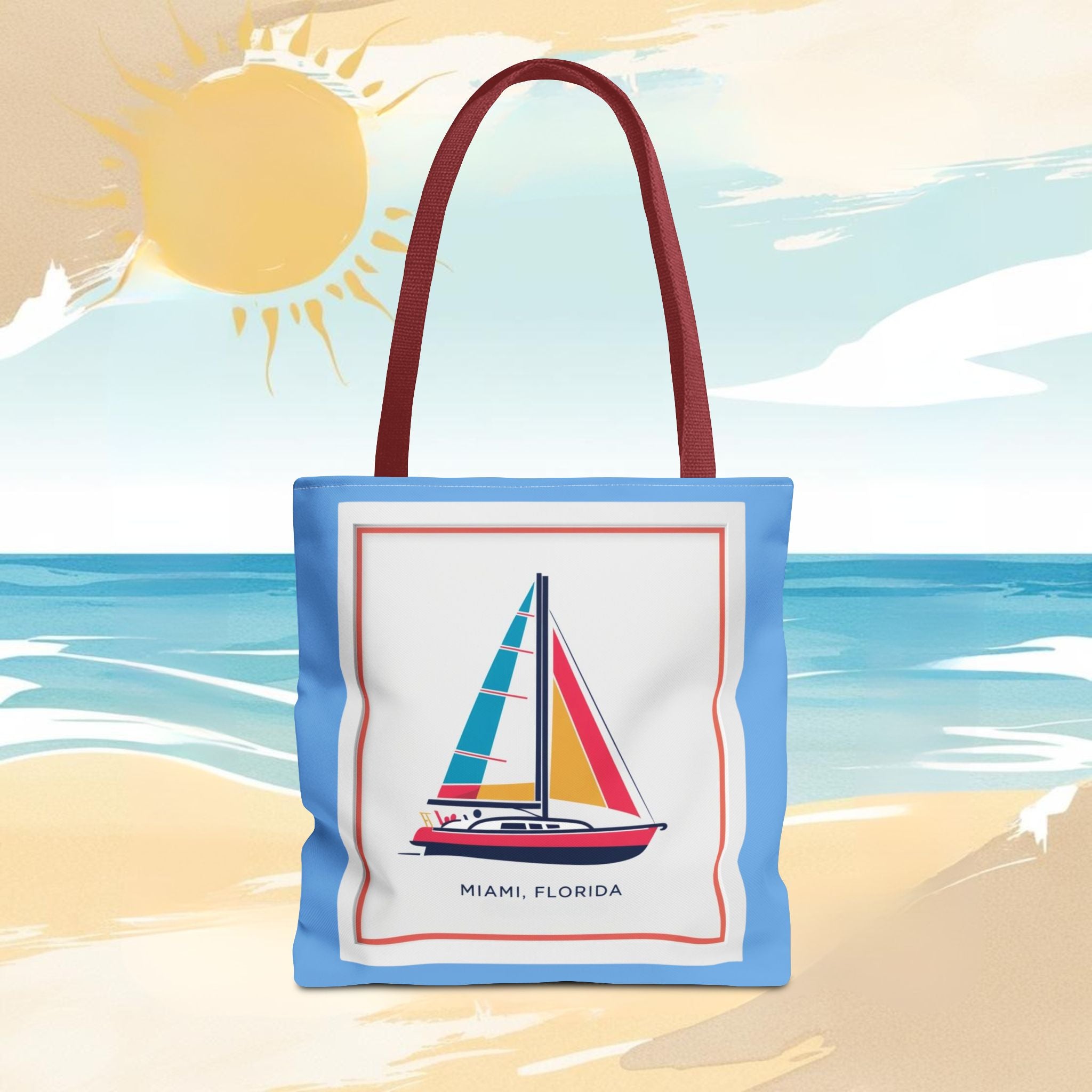 Miami Florida Sailing Tote Bag - Nautical Design for Beach Lovers