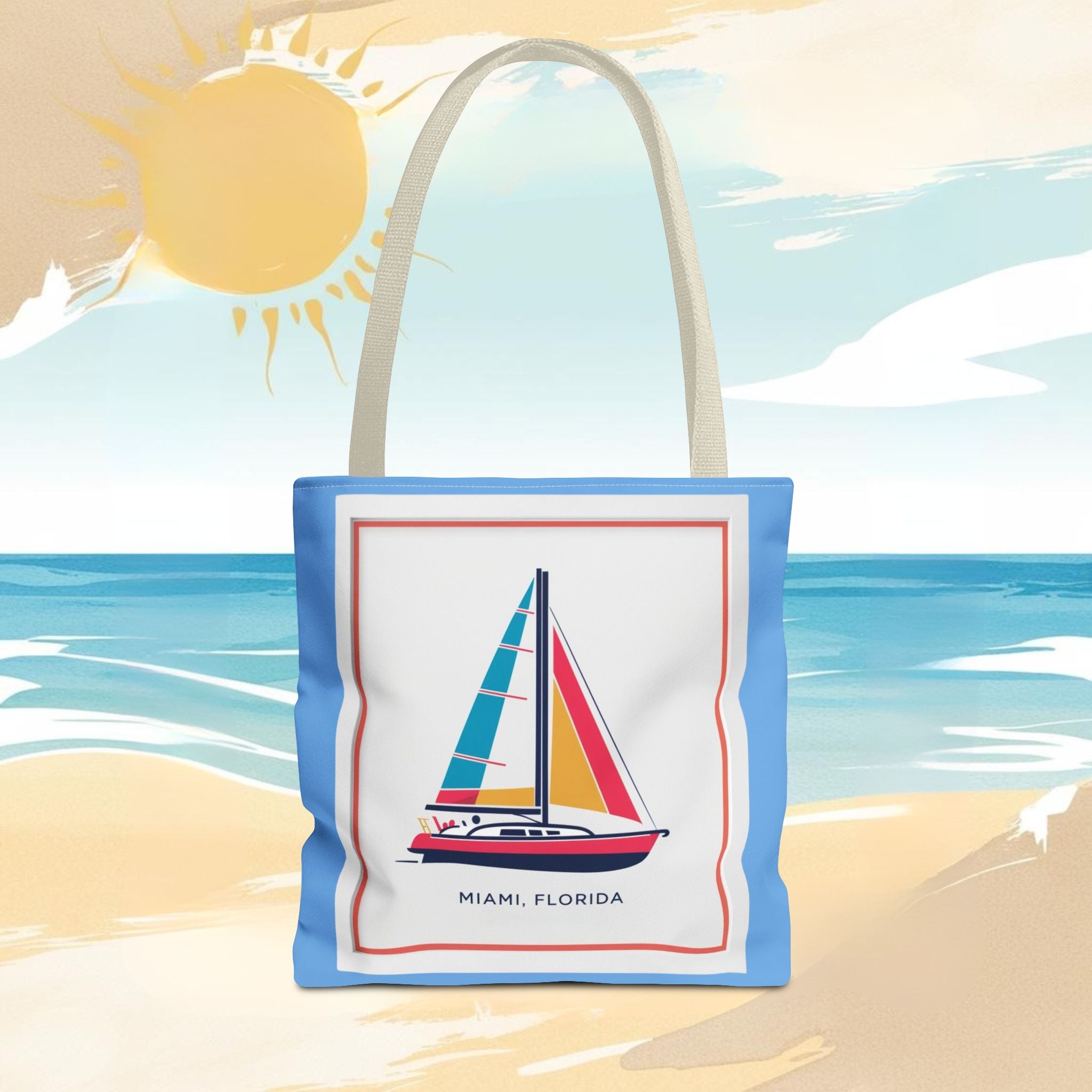 Miami Florida Sailing Tote Bag - Nautical Design for Beach Lovers