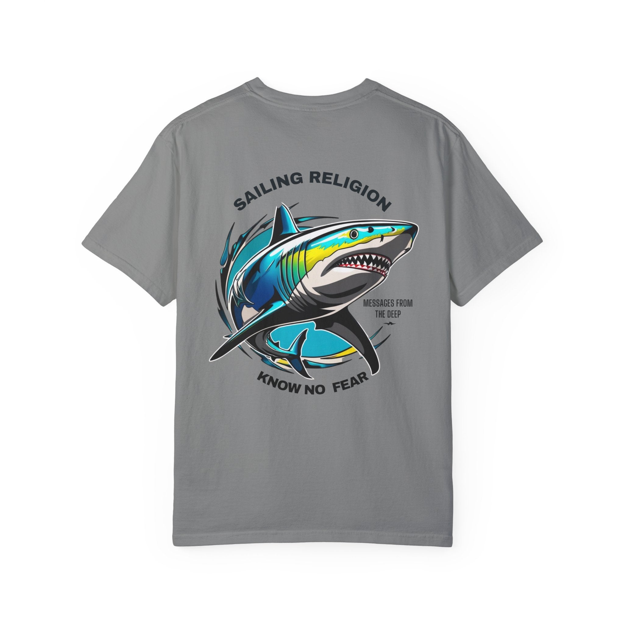 Sailing Religion Shark Graphic Unisex Garment-Dyed T-Shirt -