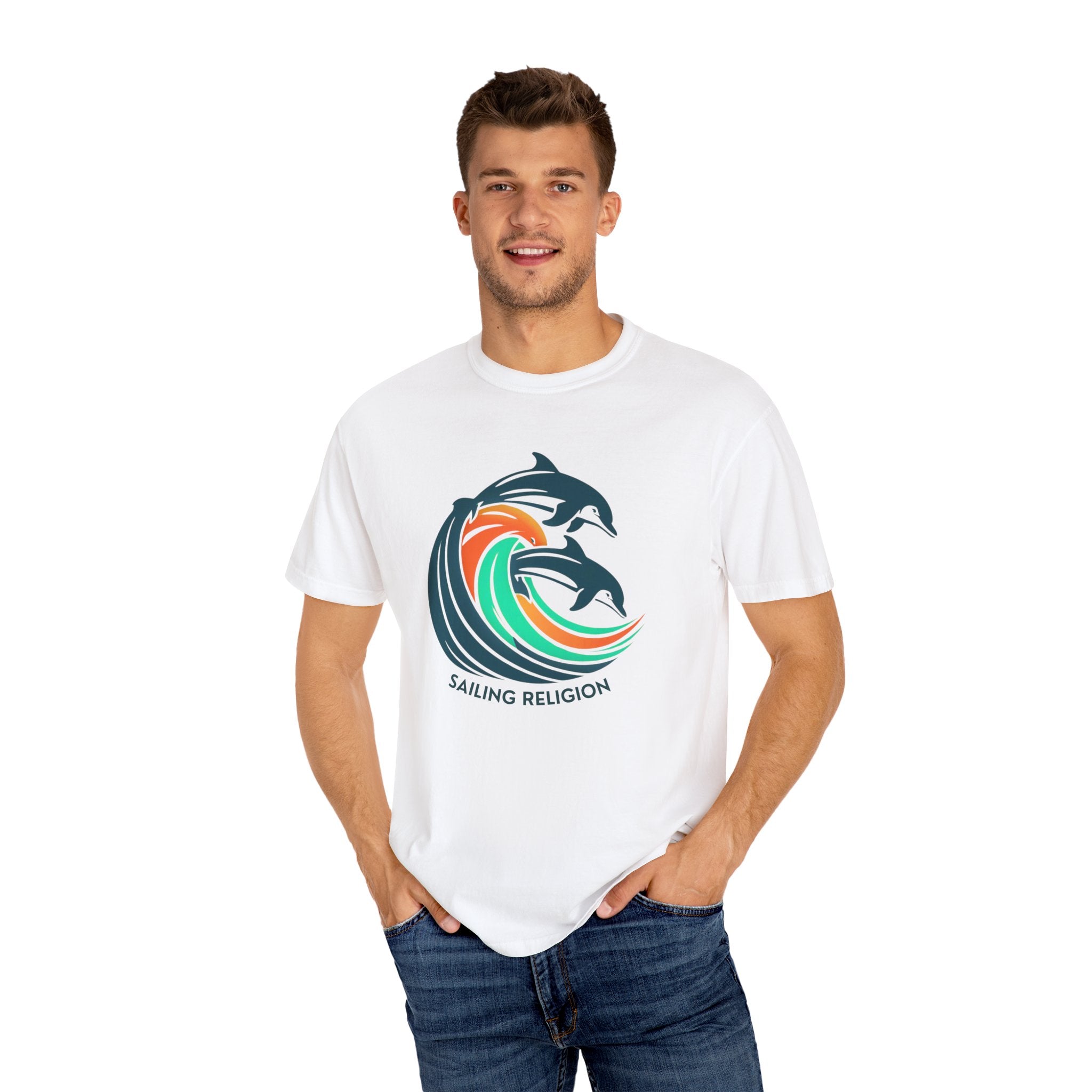 Sailing Religion dolphin Unisex Garment-Dyed T-shirt